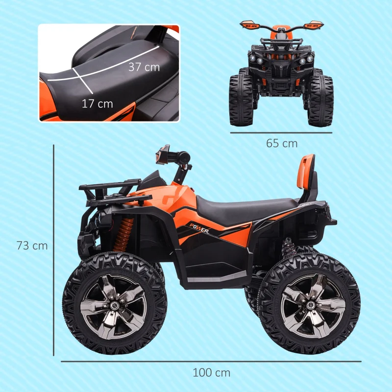 12V Children's Vehicle with MP3 Player and Headlights, Orange - Image 3