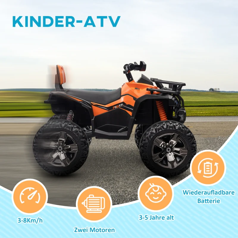 12V Children's Vehicle with MP3 Player and Headlights, Orange - Image 4