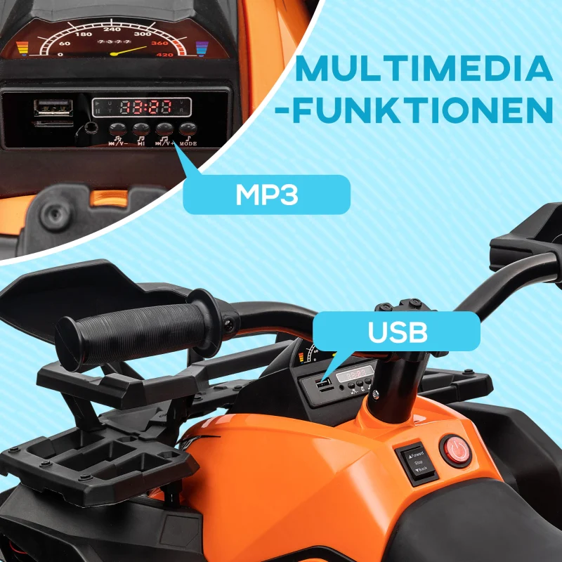 12V Children's Vehicle with MP3 Player and Headlights, Orange - Image 5
