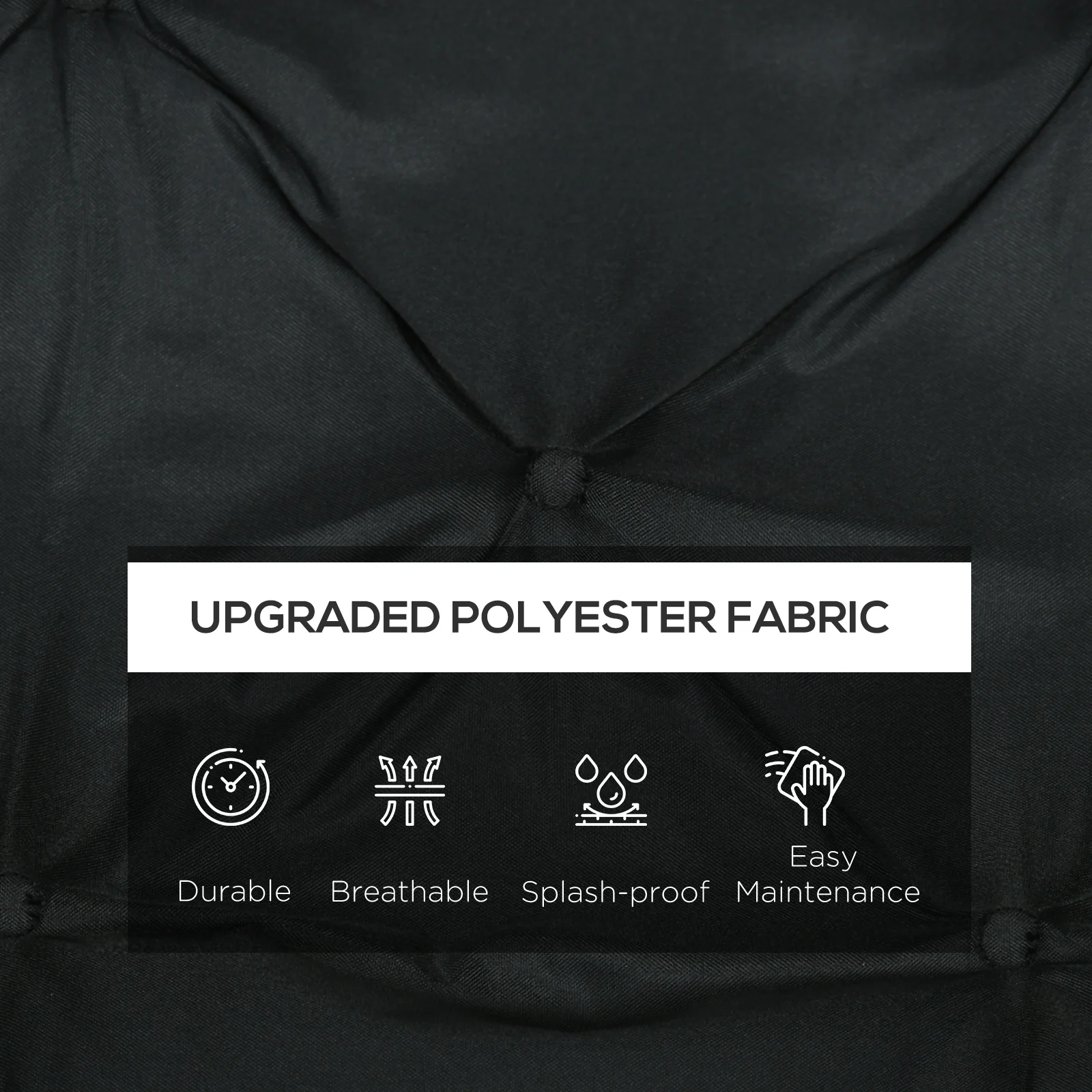2 Seater Bench Pad, Garden Chair Cushion with Back and Ties 98 x 100 cm, Black - Image 4
