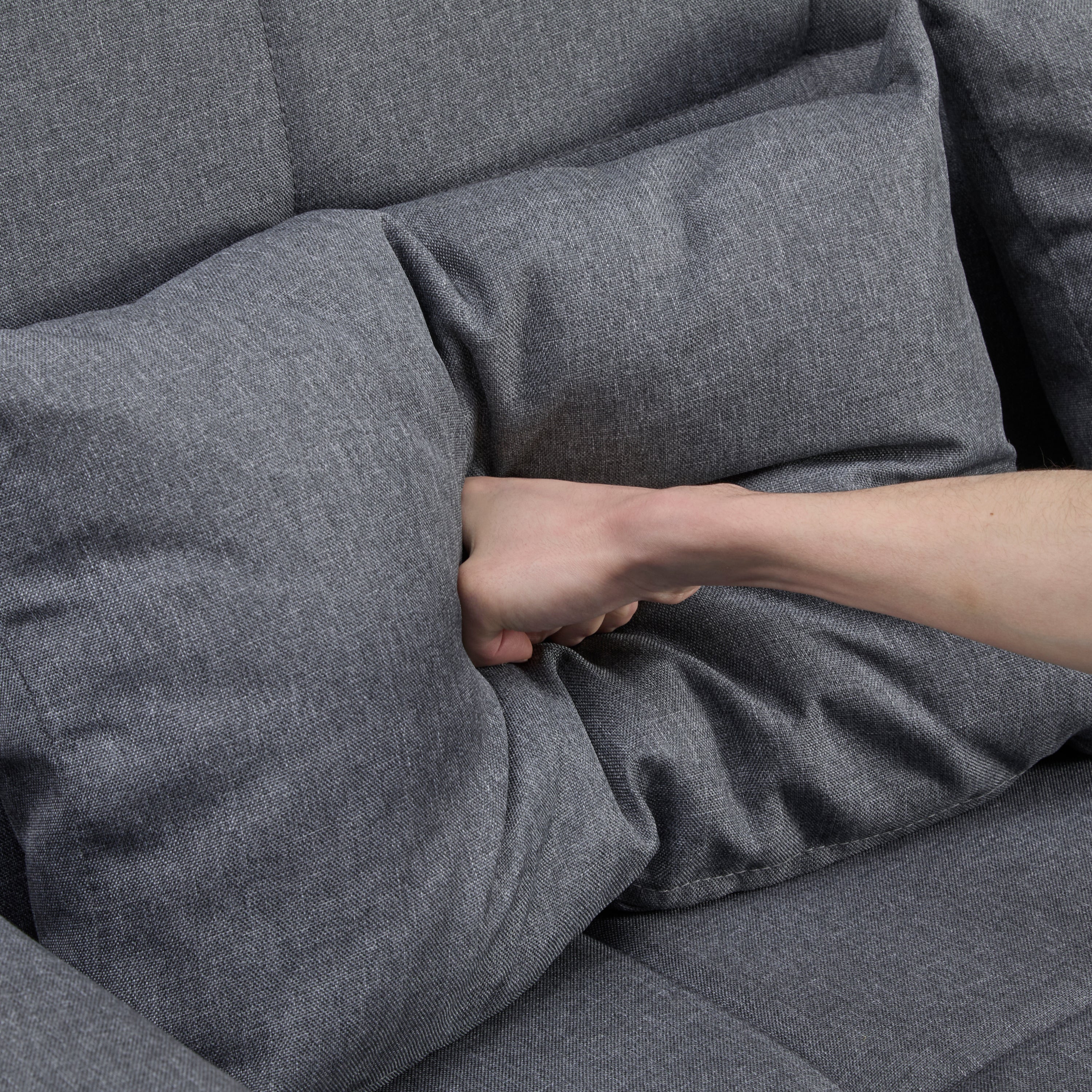 2 Seater Sofa Bed with Cup Holders, Pull Out Sleeper Sofa, Grey Fabric - Image 3