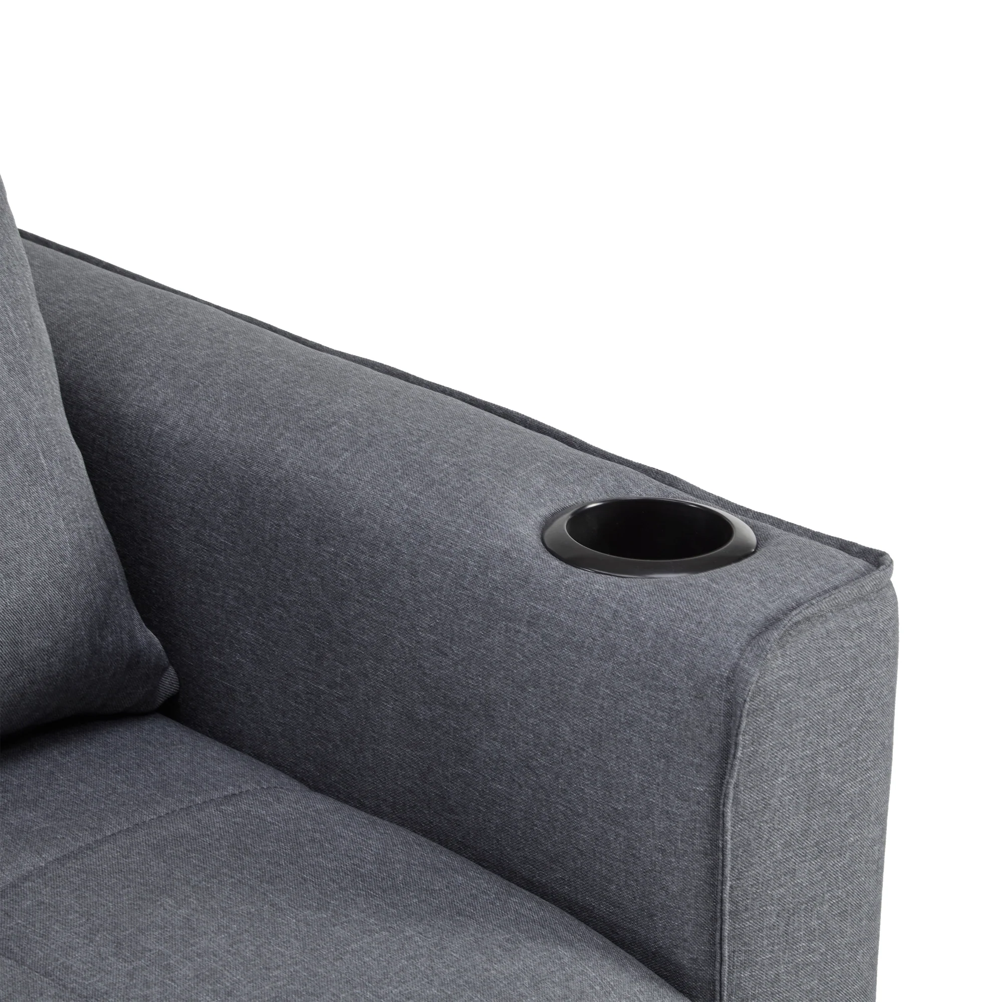 2 Seater Sofa Bed with Cup Holders, Pull Out Sleeper Sofa, Grey Fabric - Image 6