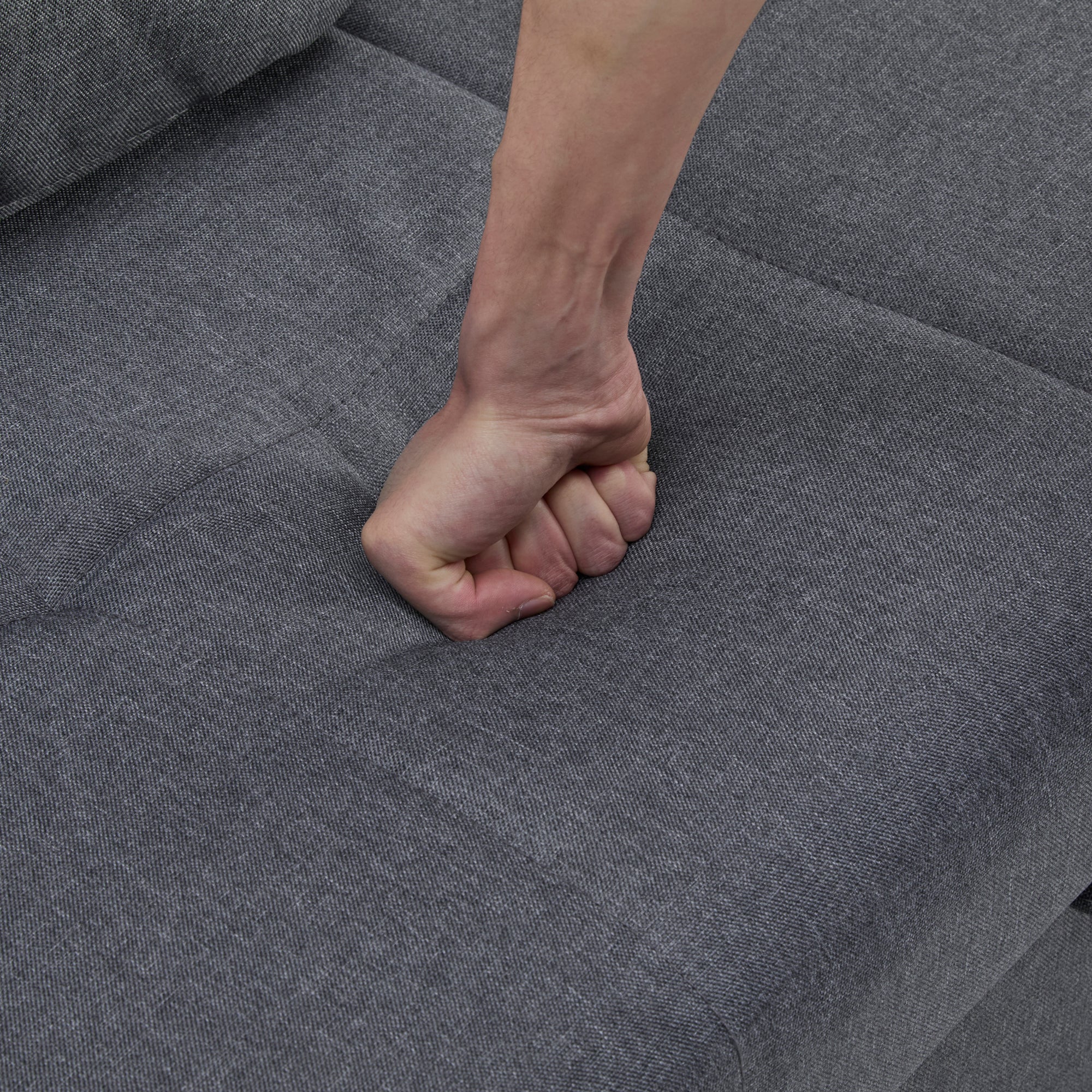 2 Seater Sofa Bed with Cup Holders, Pull Out Sleeper Sofa, Grey Fabric - Image 7