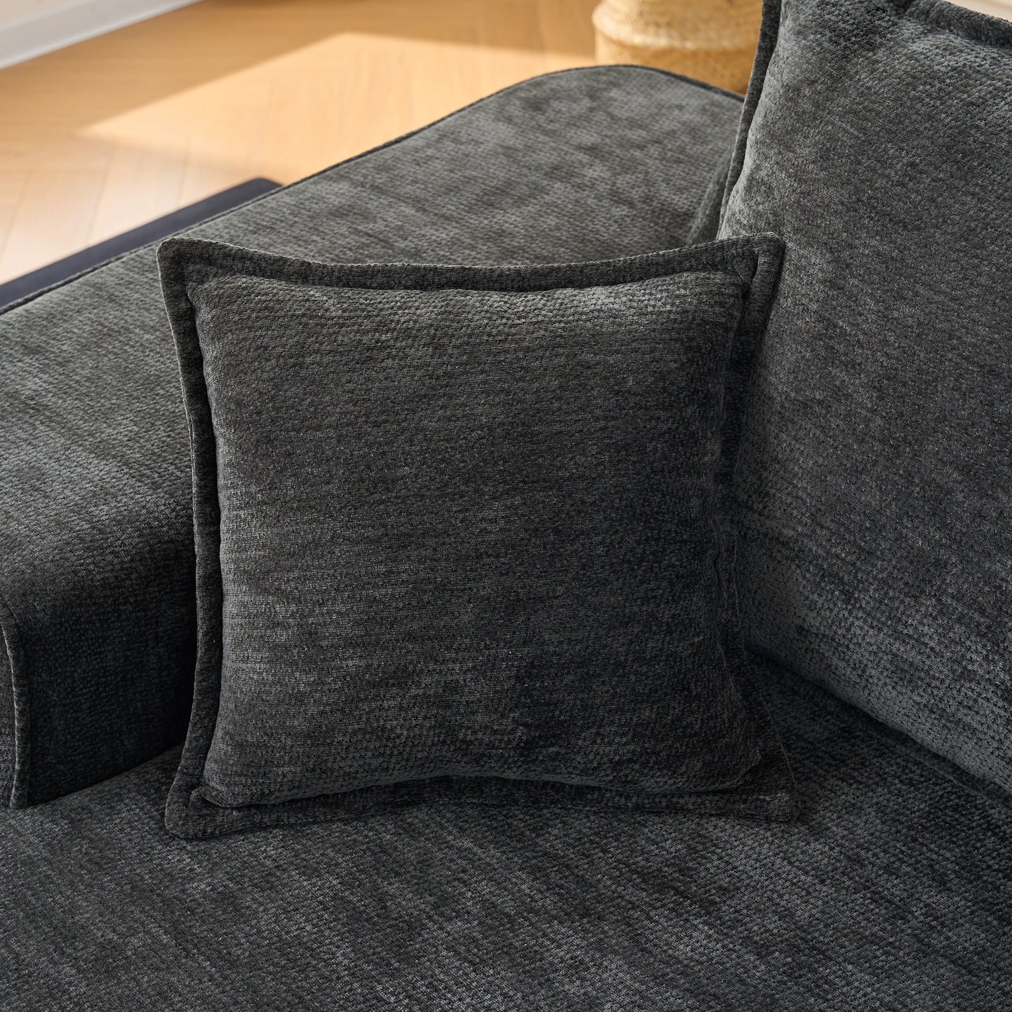 2-Seater Sofa with Side Pockets and No Assembly, Black - Image 8