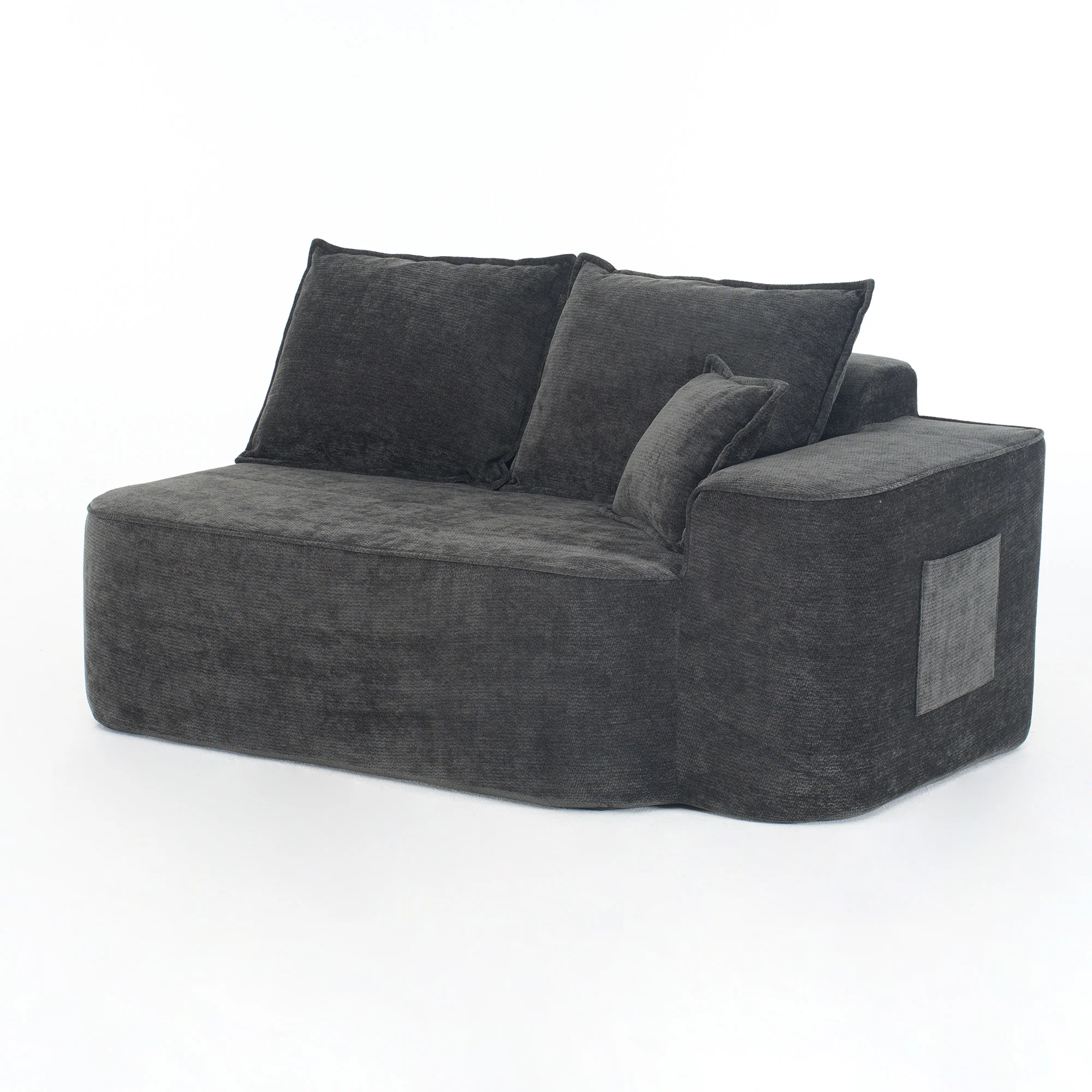 2-Seater Sofa with Side Pockets and No Assembly, Black - Image 9