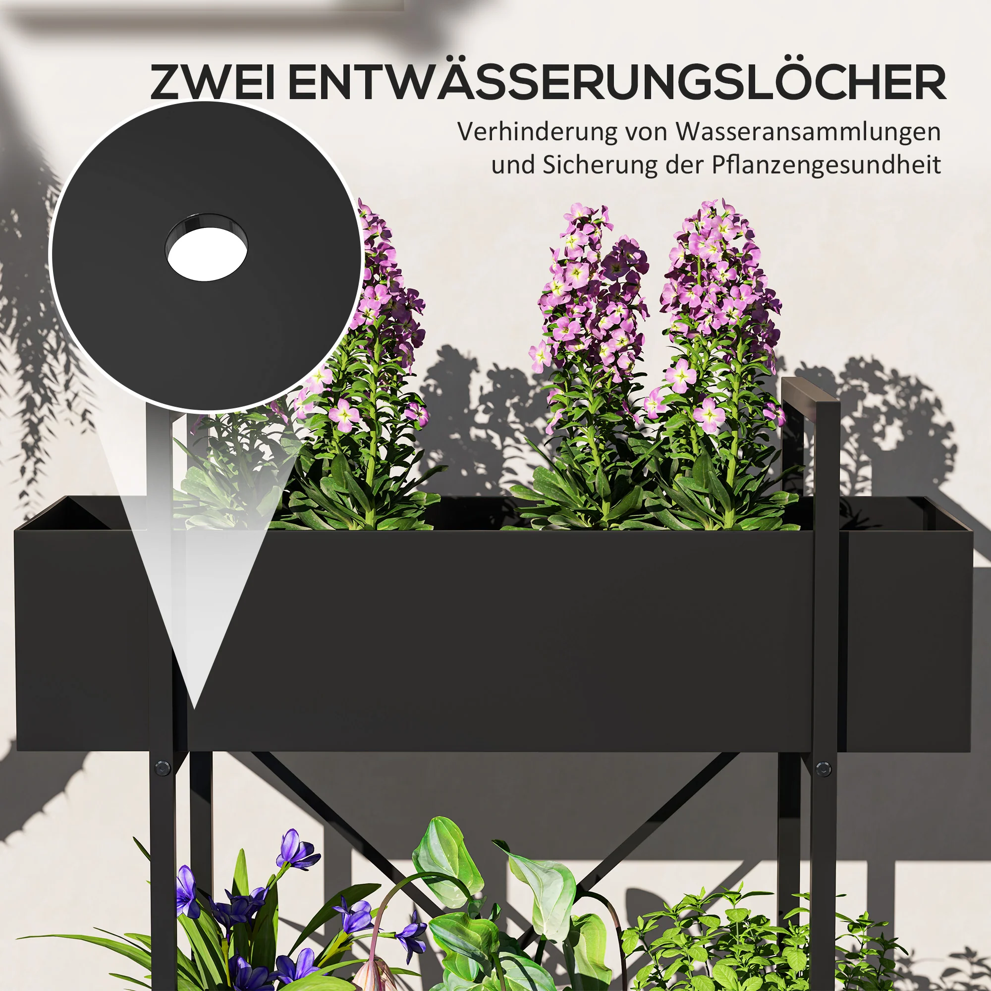 2-Tier Plant Stand, 70cm High, Metal, Black - Image 5