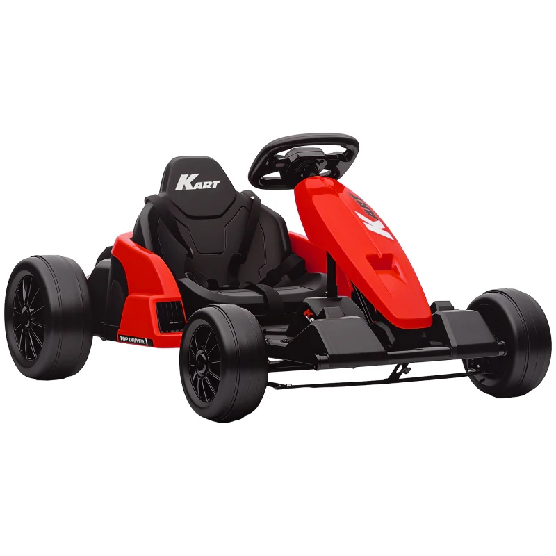 24V Electric Go-Kart with Drift Mode, Adjustable Seat and 5-Point Safety Harness, Red - Image 2