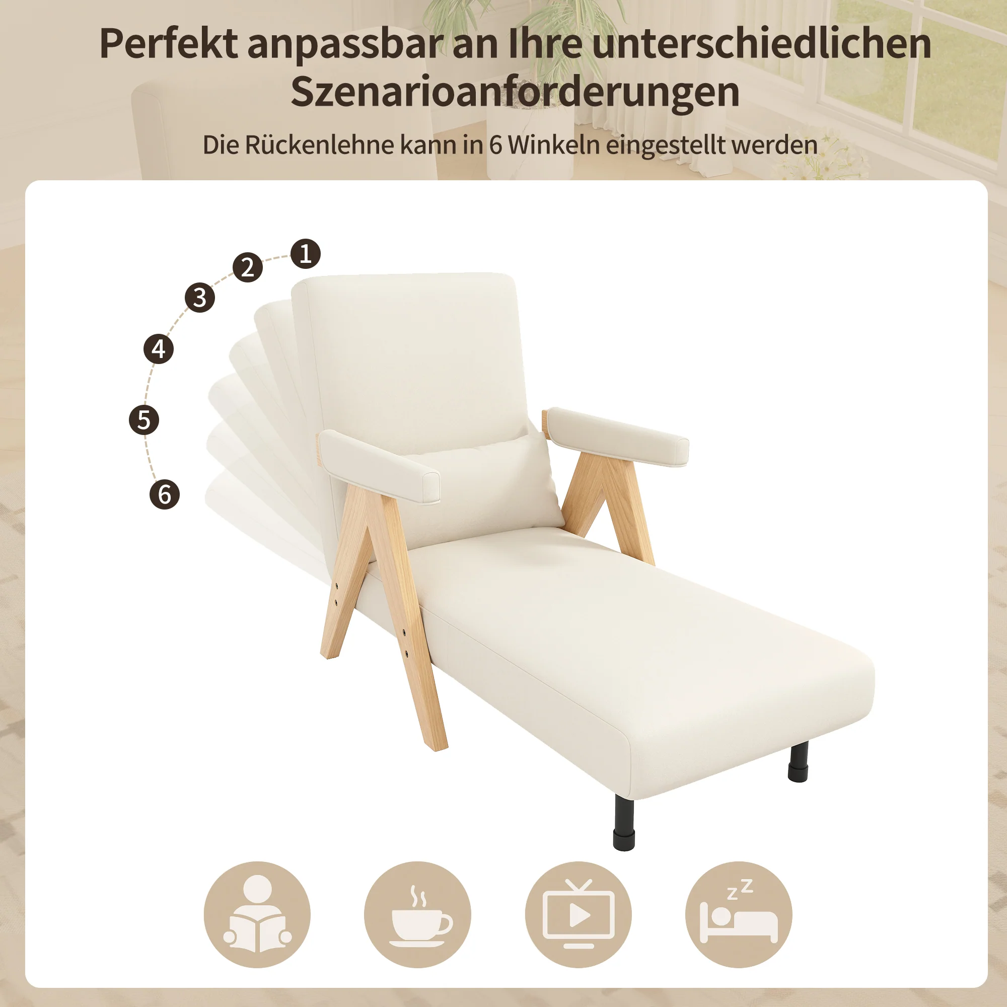 3-in-1 Convertible Armchair Sofa Bed, Upholstered Folding Seat, Modern Design - Image 6
