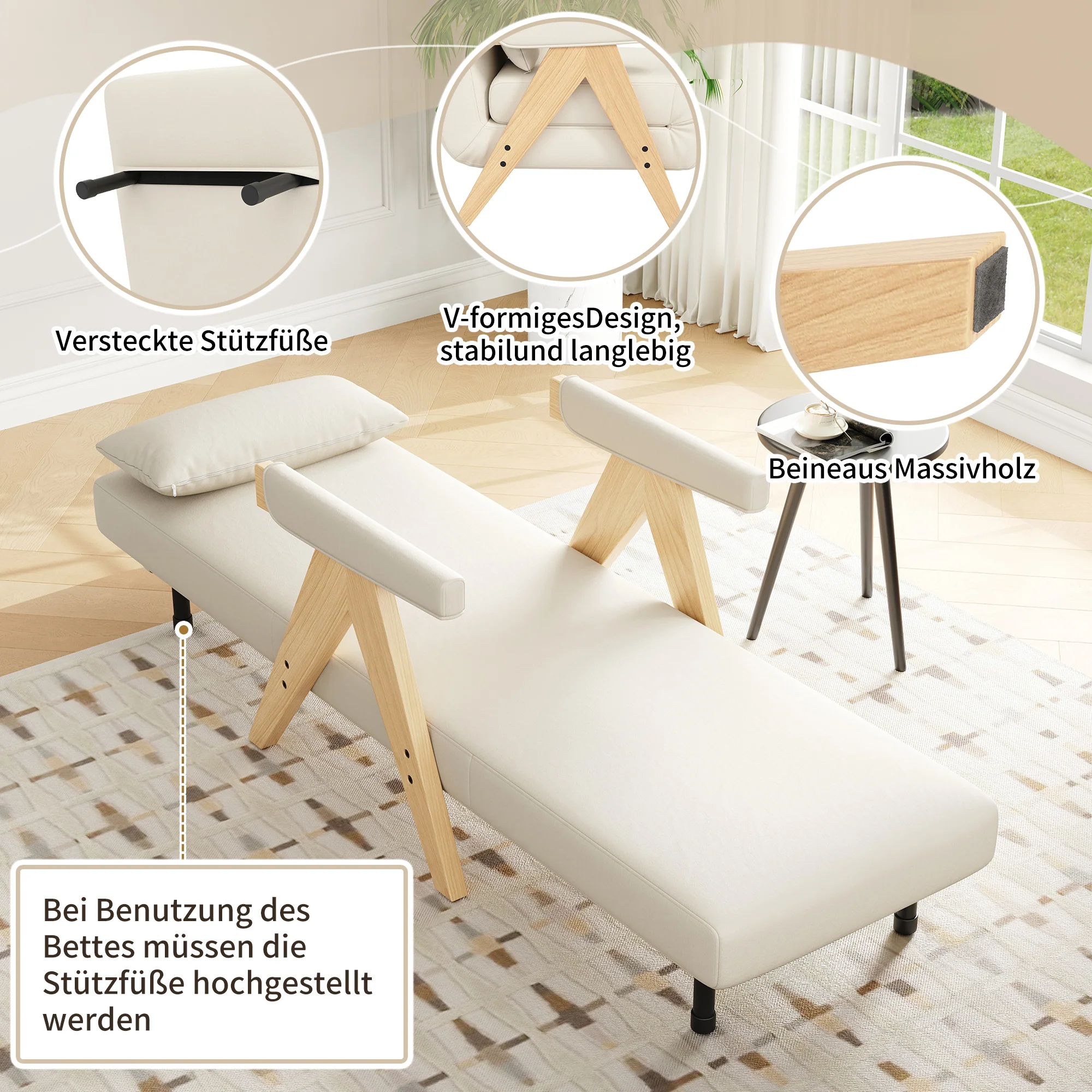 3-in-1 Convertible Armchair Sofa Bed, Upholstered Folding Seat, Modern Design - Image 7