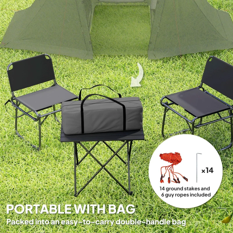 3 Man Camping Tent, Living Area, 2 Bedrooms, 3000mm Waterproof, Dark Grey - Image 6