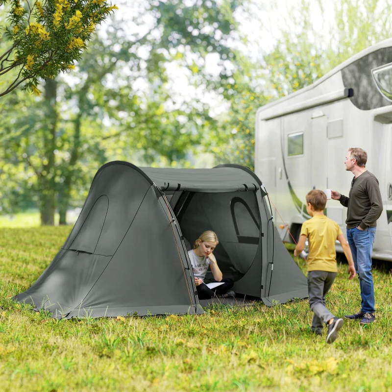 3 Man Camping Tent, Living Area, 2 Bedrooms, 3000mm Waterproof, Dark Grey - Image 7