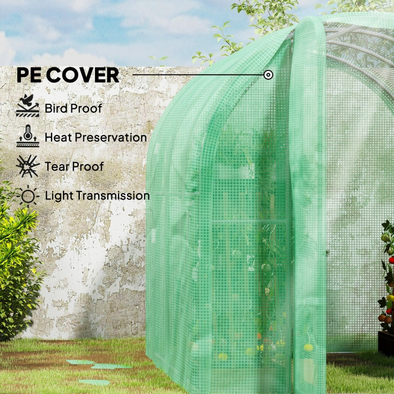 3 x 2 x 2m Polytunnel Greenhouse Hinged Door Walk-in PE Cover Galvanised Steel Green - Image 4