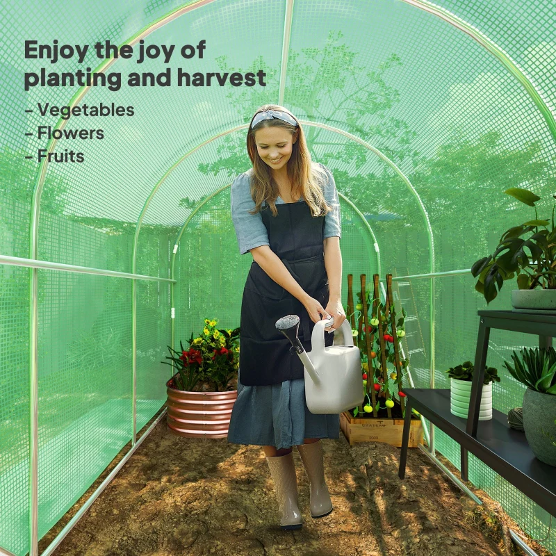 3 x 2 x 2m Polytunnel Greenhouse Hinged Door Walk-in PE Cover Galvanised Steel Green - Image 6