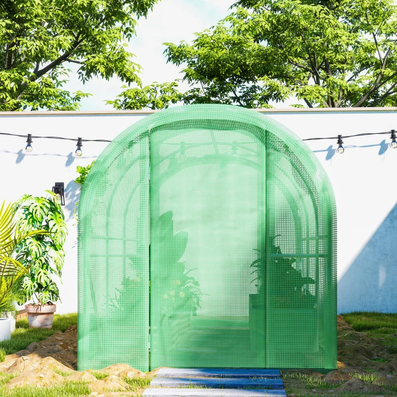 3 x 2 x 2m Polytunnel Greenhouse Hinged Door Walk-in PE Cover Galvanised Steel Green - Image 8