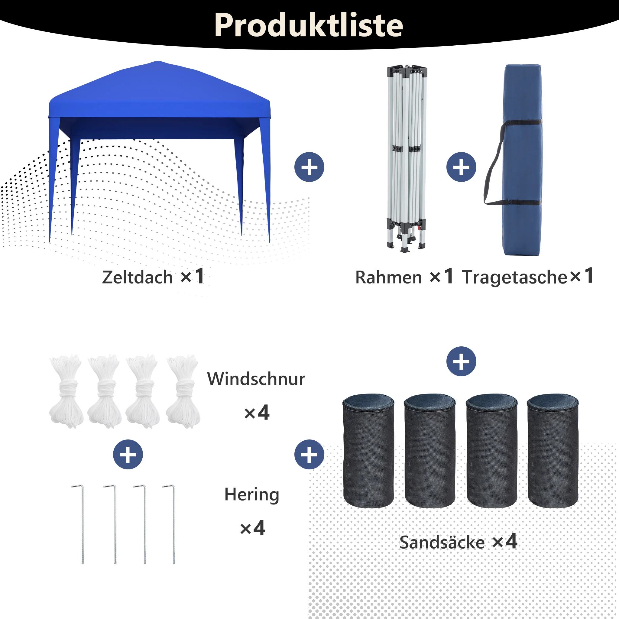 3x3m Pop-up Gazebo, Height-Adjustable Folding Garden Gazebo with 4 Sandbags & Carrying Bag, Blue - Image 7