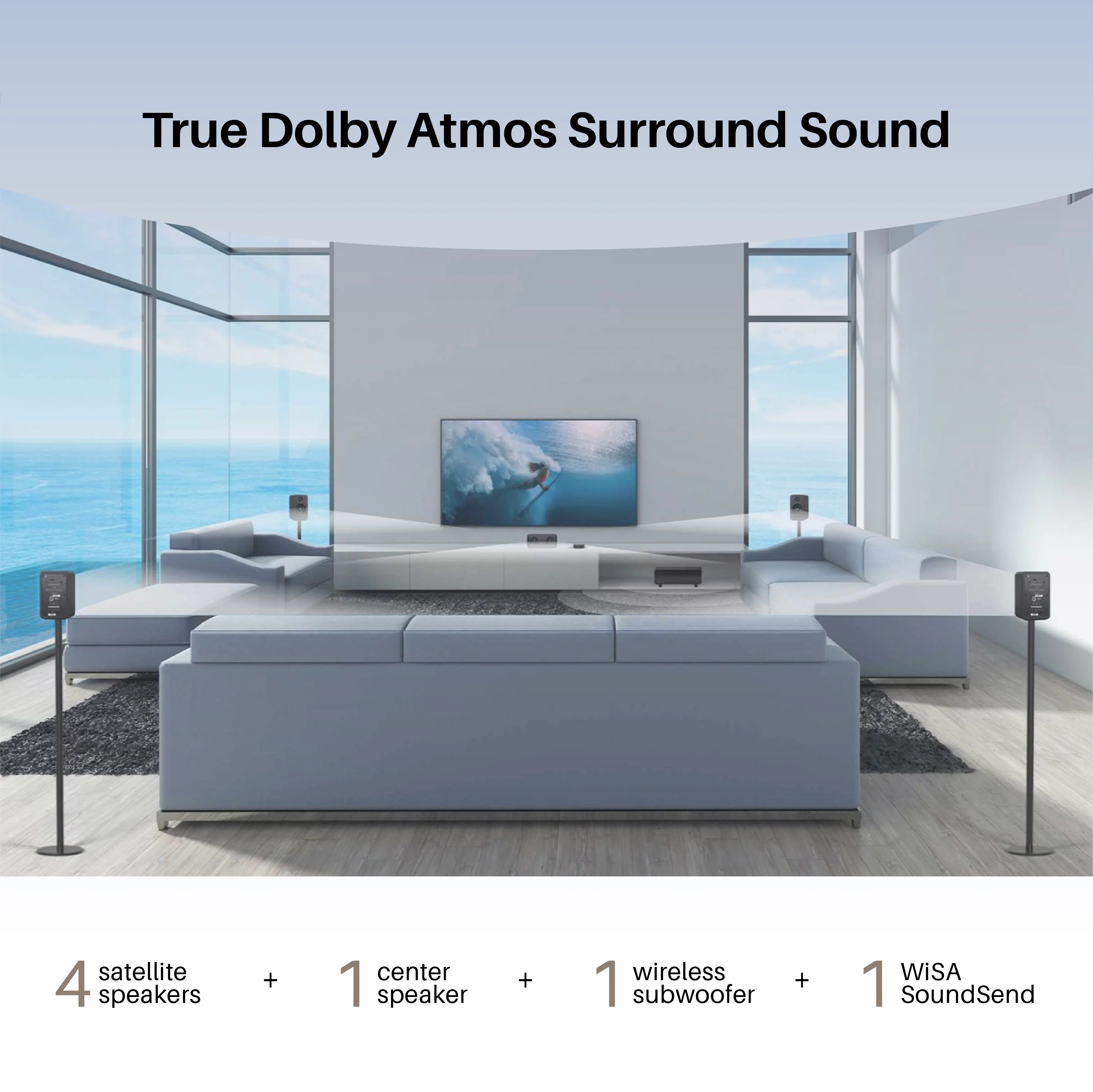 5.1 Wireless Home Cinema System Dolby Atmos Monaco Set - Black - Image 5