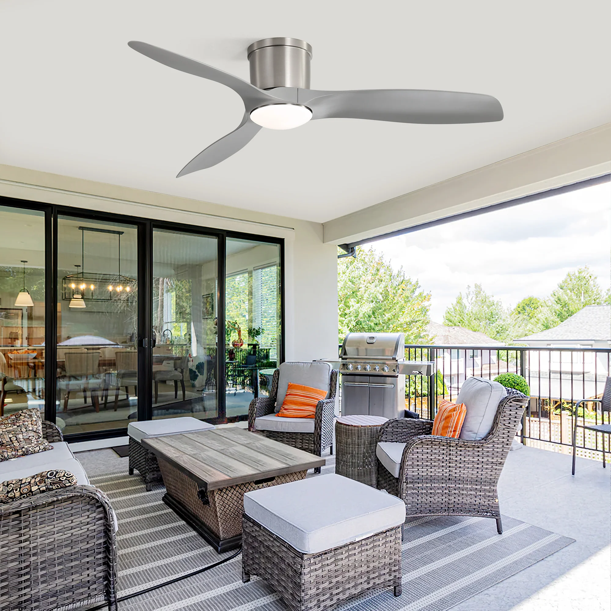 52" Ceiling Fan with LED Light, 18W DC Motor, 3-Color Dimming & Timer - Image 3