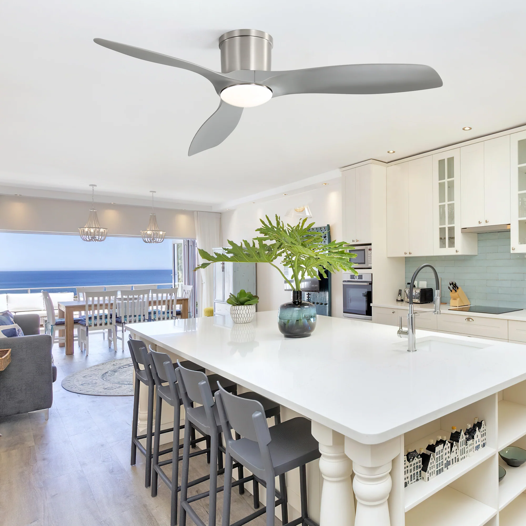 52" Ceiling Fan with LED Light, 18W DC Motor, 3-Color Dimming & Timer - Image 4
