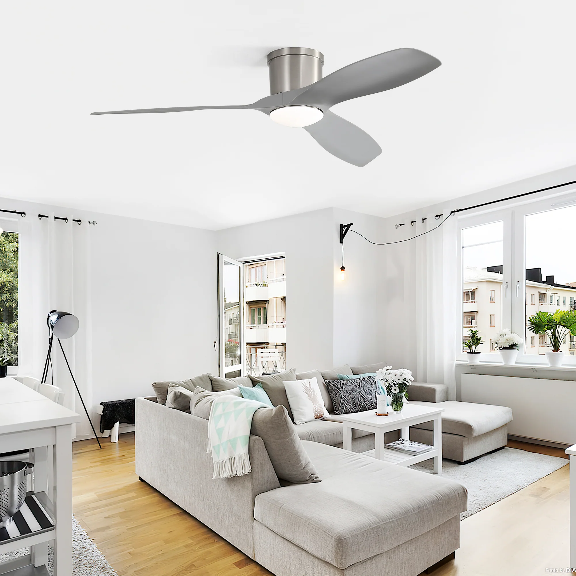 52" Ceiling Fan with LED Light, 18W DC Motor, 3-Color Dimming & Timer - Image 5