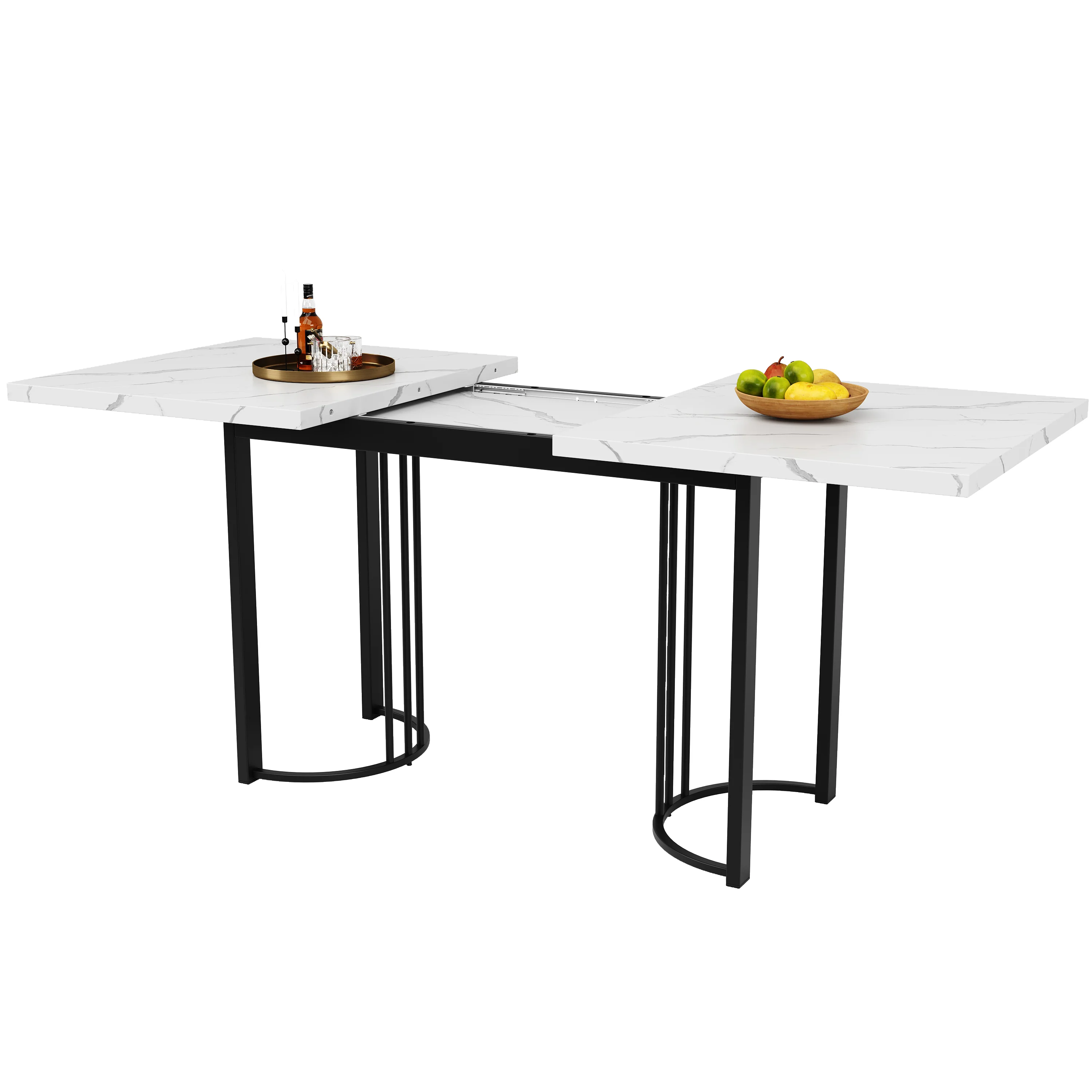 9-Piece Dining Set Extendable Rectangular Table for 8 Black Velvet - Image 10