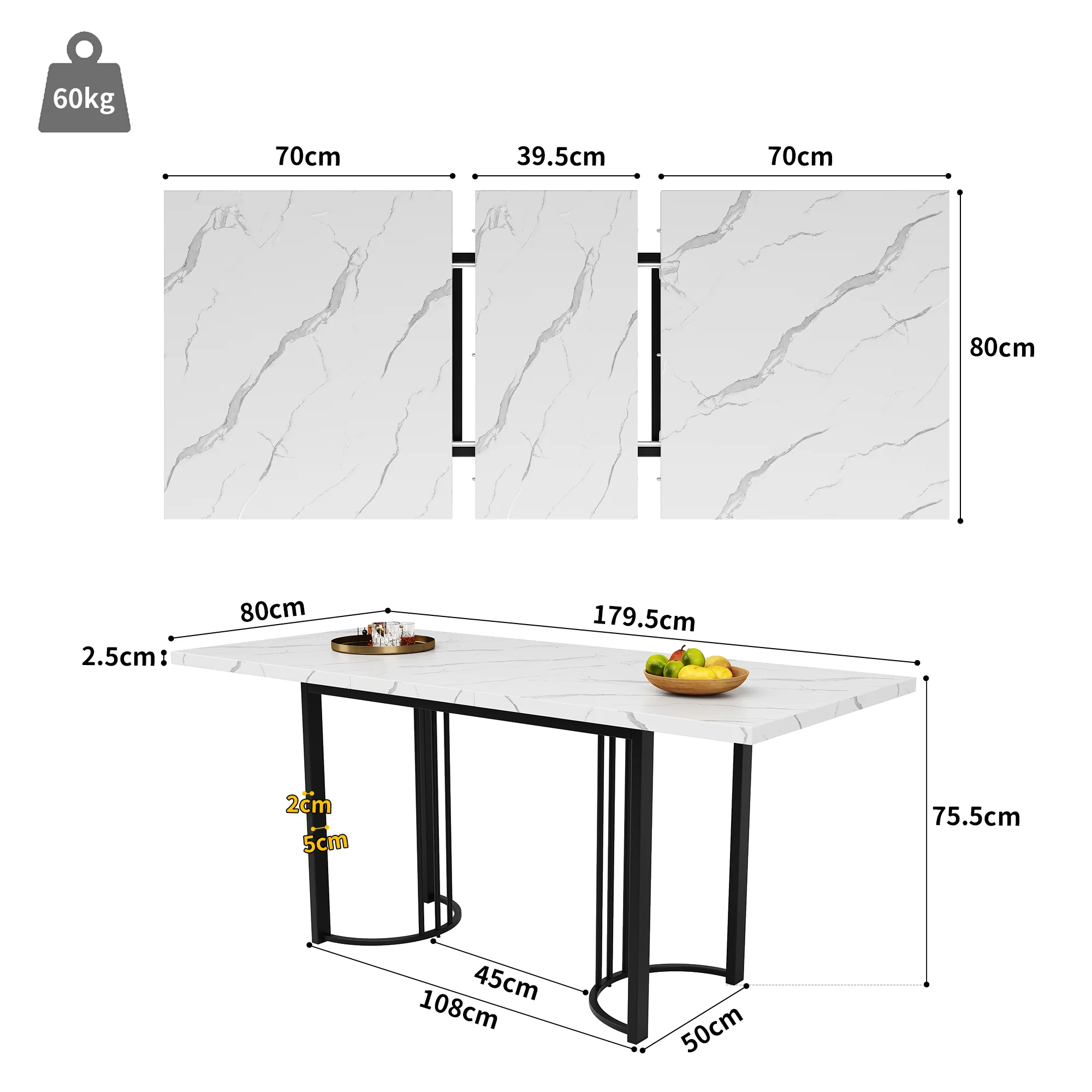 9-Piece Dining Set Extendable Rectangular Table for 8 Black Velvet - Image 4