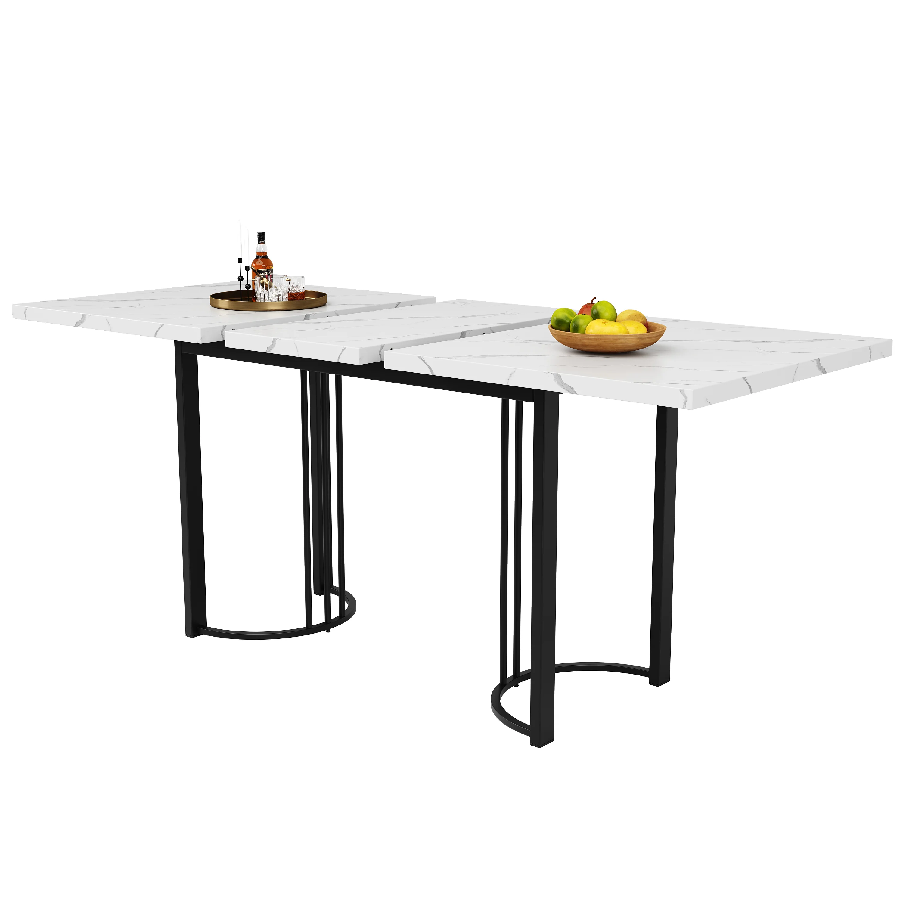 9-Piece Dining Set Extendable Rectangular Table for 8 Black Velvet - Image 5