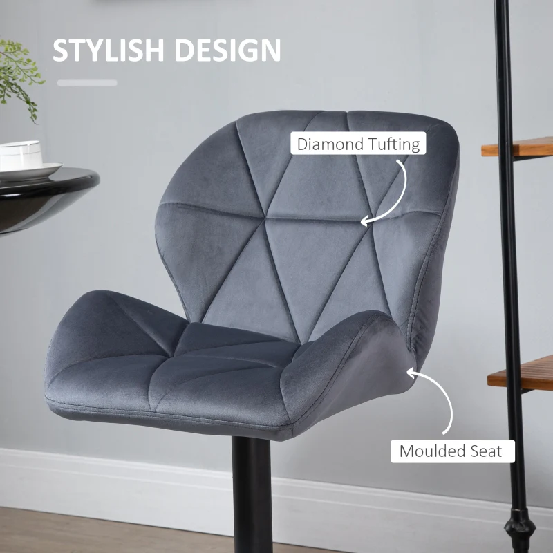 Adjustable Bar Stools Set of 2, Swivel with Back, Dark Grey - Image 6