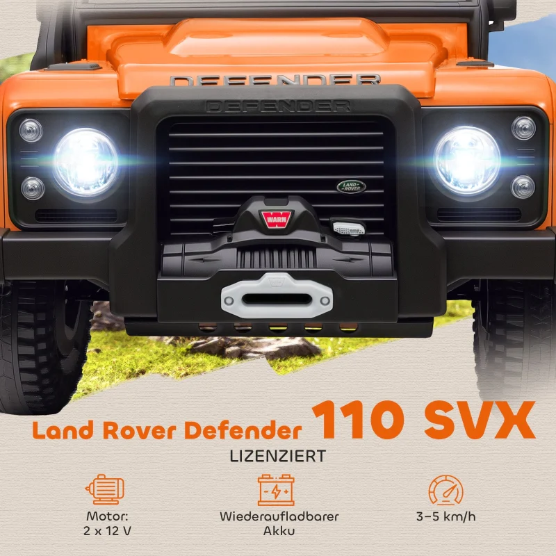 AIYAPLAY Electric Car, 12V Battery, Remote Control, Music, Horn, LED Lights, Orange - Image 4