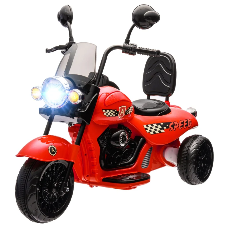 aiyaplay electric kids motorcycle, 3 wheels, 6v battery operated, red - Image 2