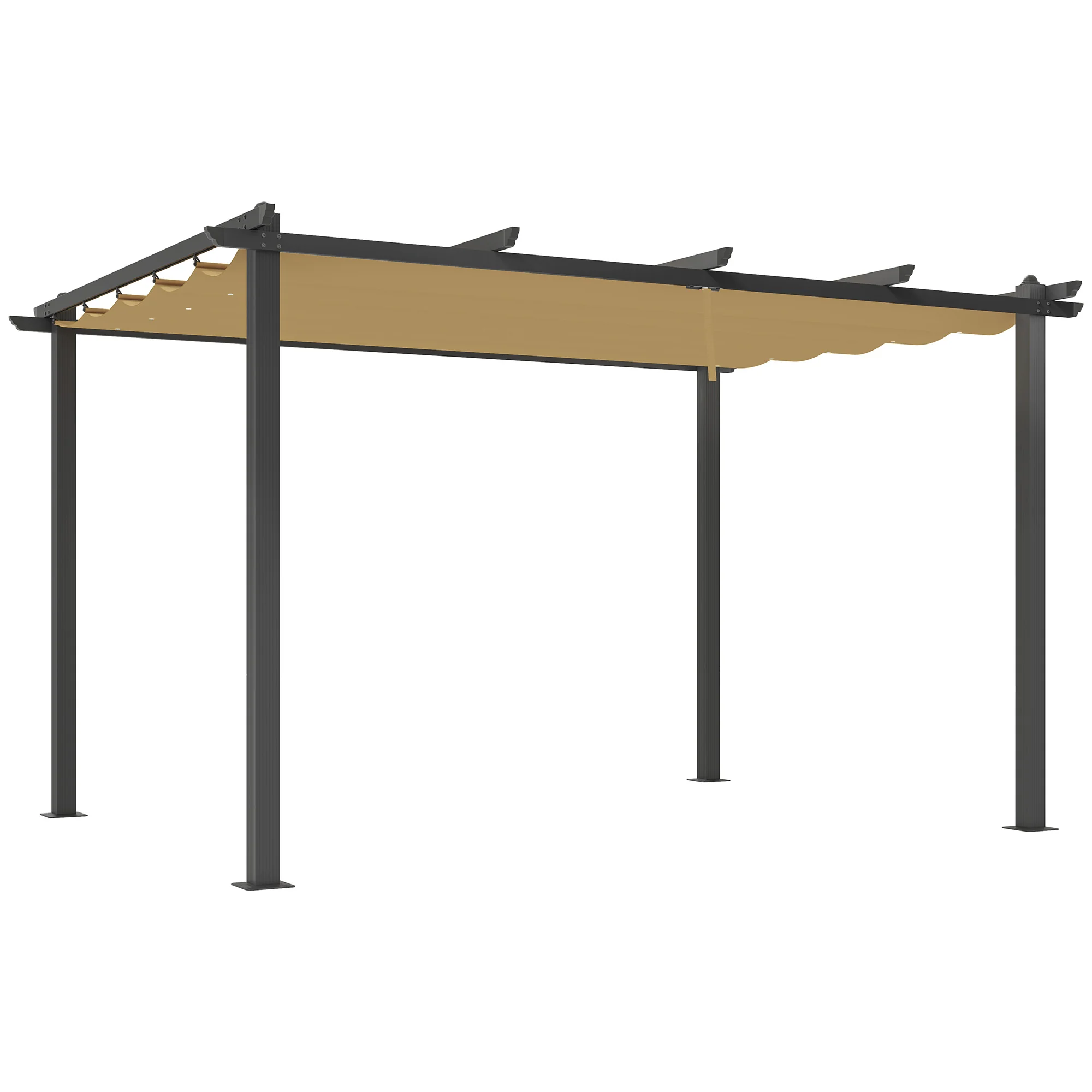 Aluminium Pergola 3x4m Retractable Roof Khaki - Image 2