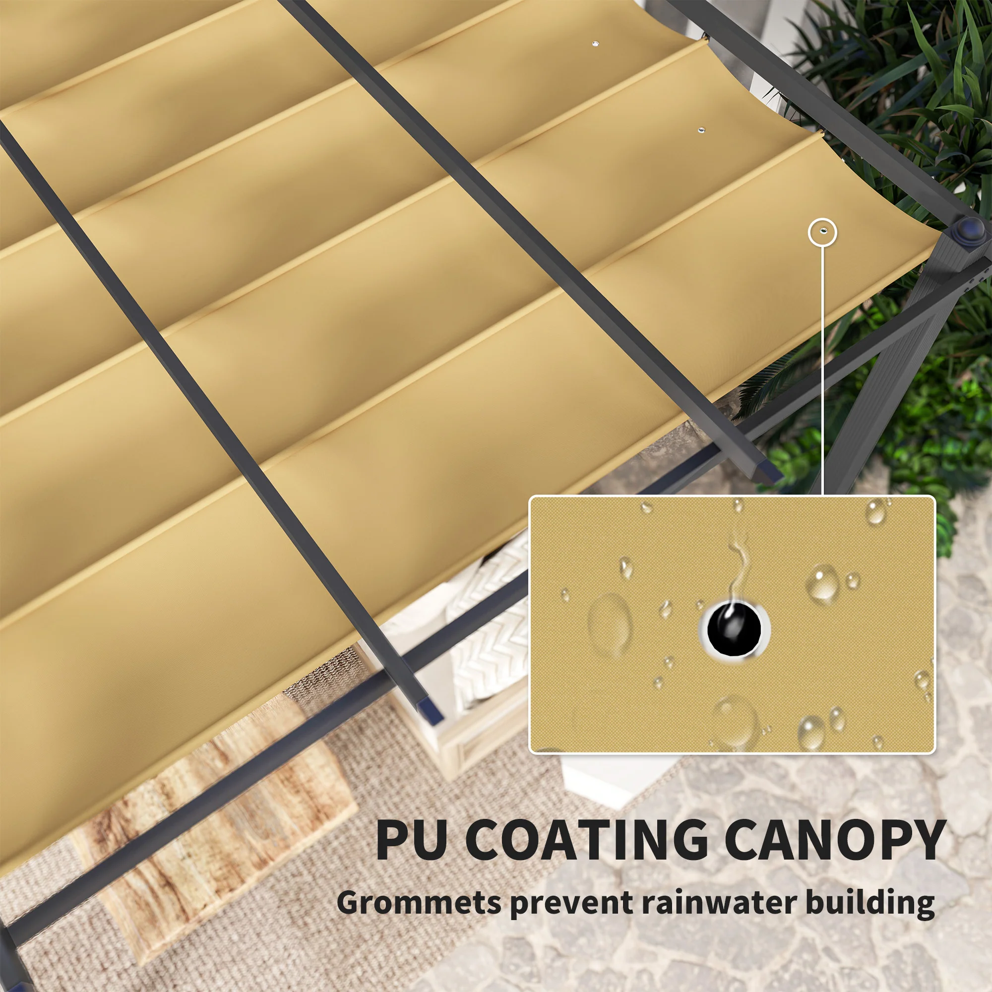 Aluminium Pergola 3x4m Retractable Roof Khaki - Image 5