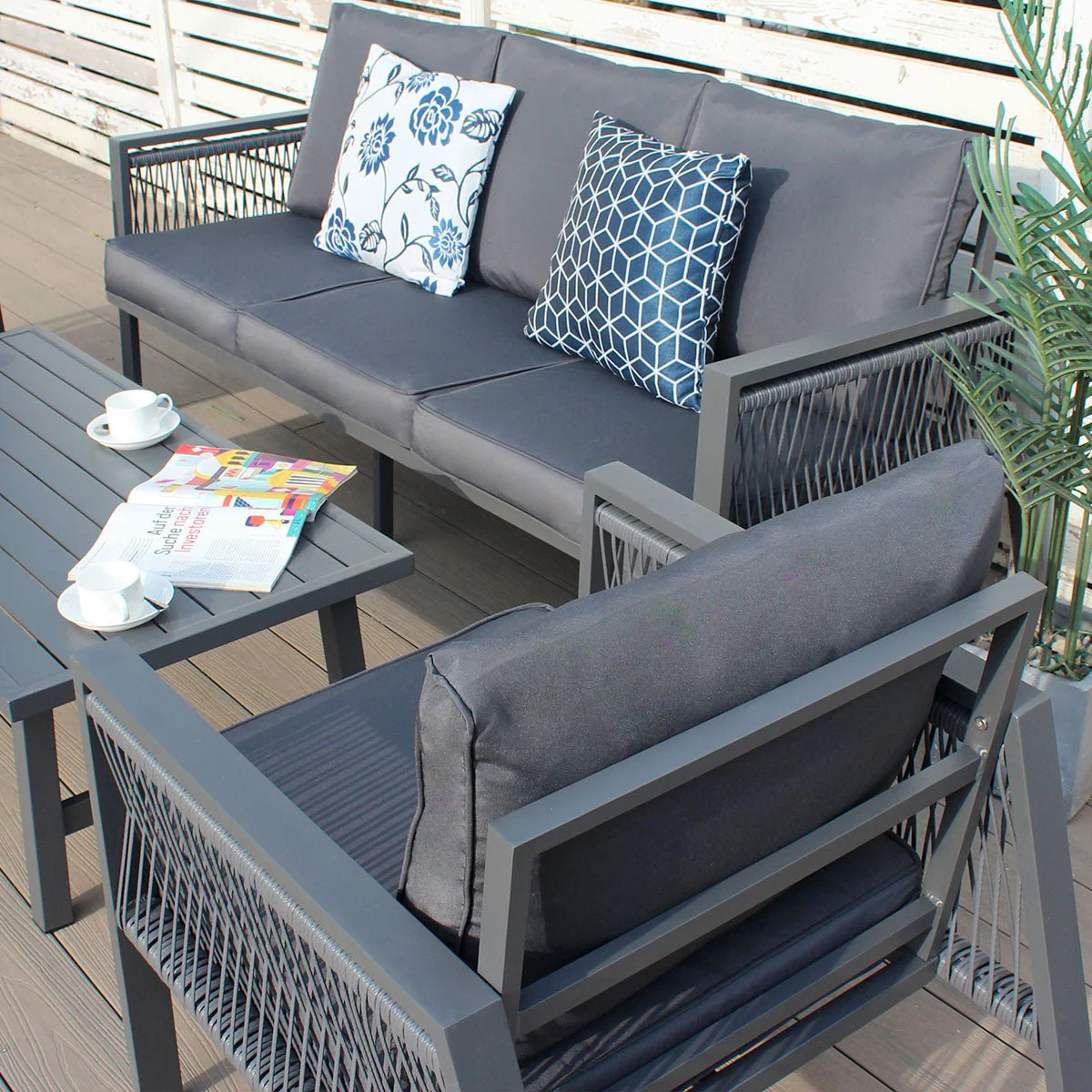 Rope 5-Seater Sofa Coffee Set - Image 10