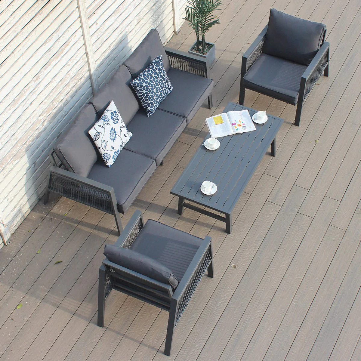 Rope 5-Seater Sofa Coffee Set - Image 4
