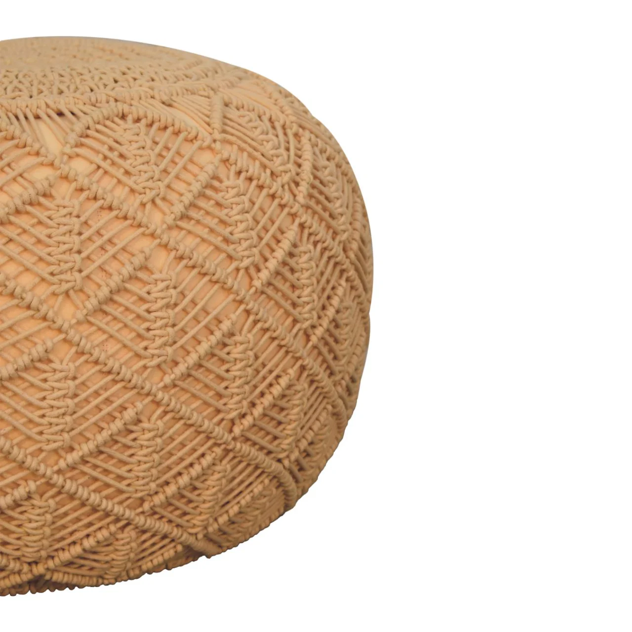 Ansley Versatile Cotton Pouffe, Beige Fabric - Image 2