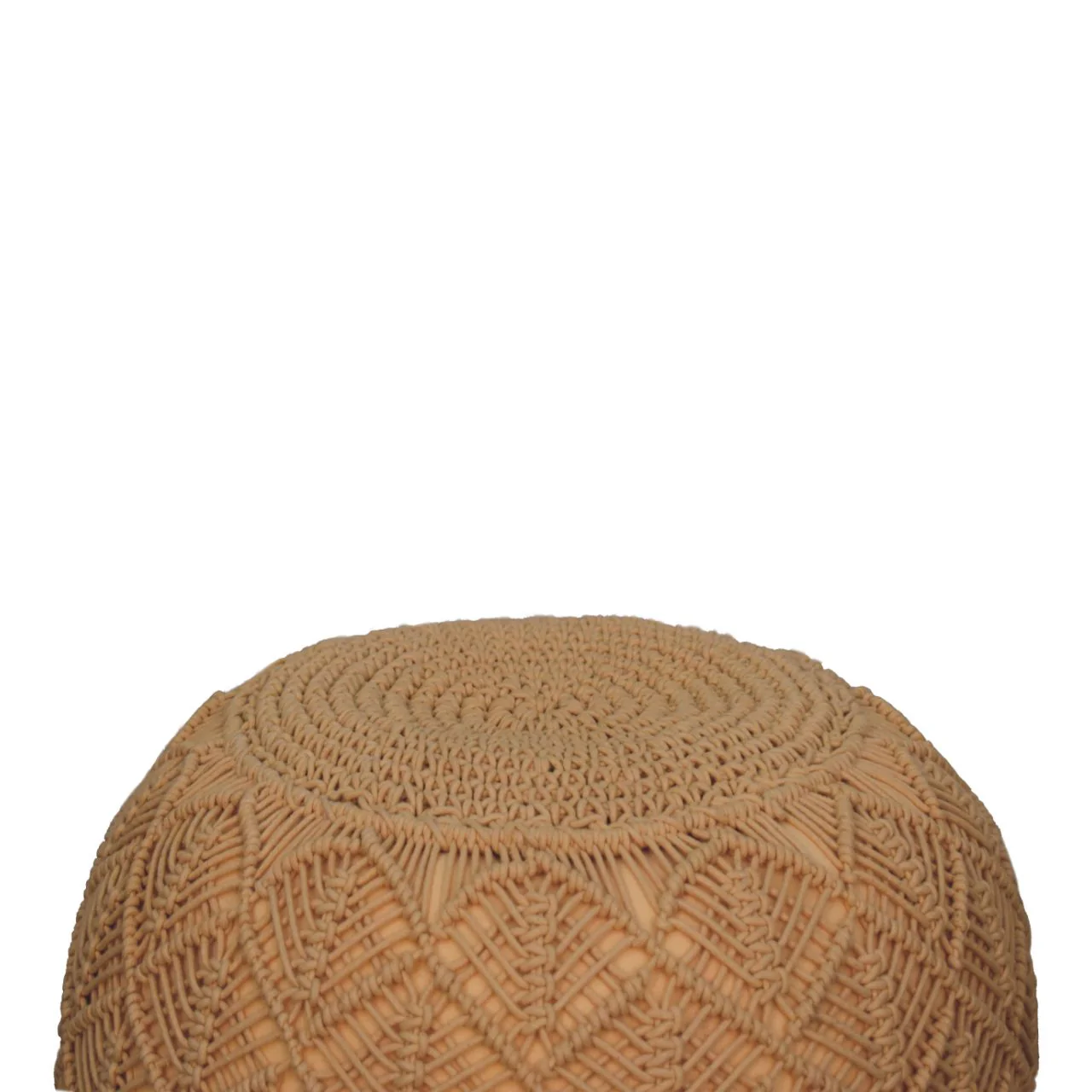 Ansley Versatile Cotton Pouffe, Beige Fabric - Image 3