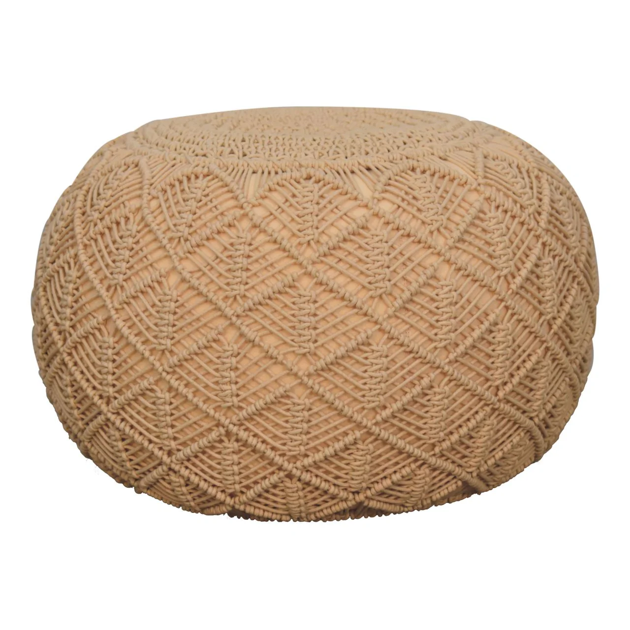Ansley Versatile Cotton Pouffe, Beige Fabric - Image 6