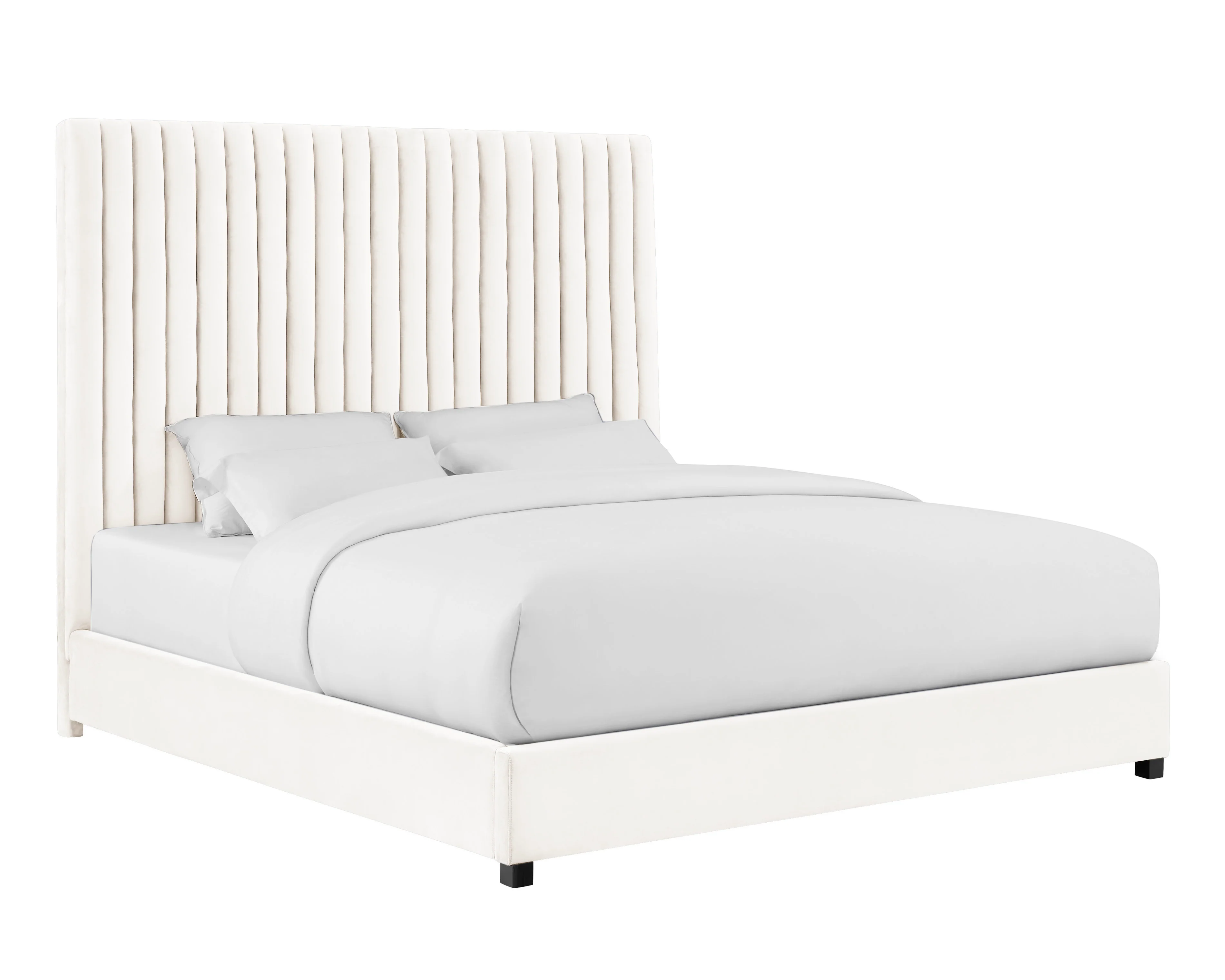 Arabelle King Bed White Velvet - Image 2