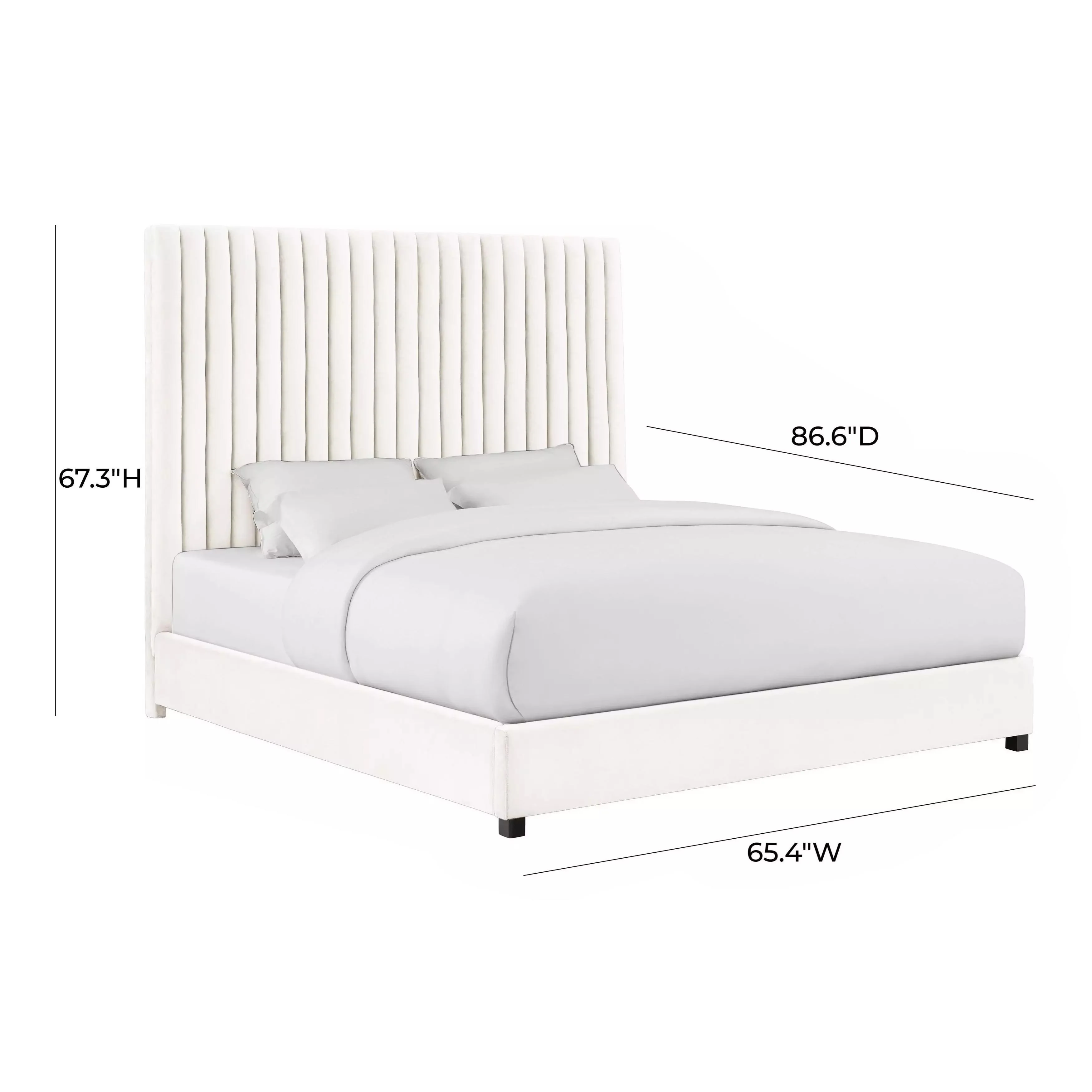 Arabelle King Bed White Velvet - Image 3