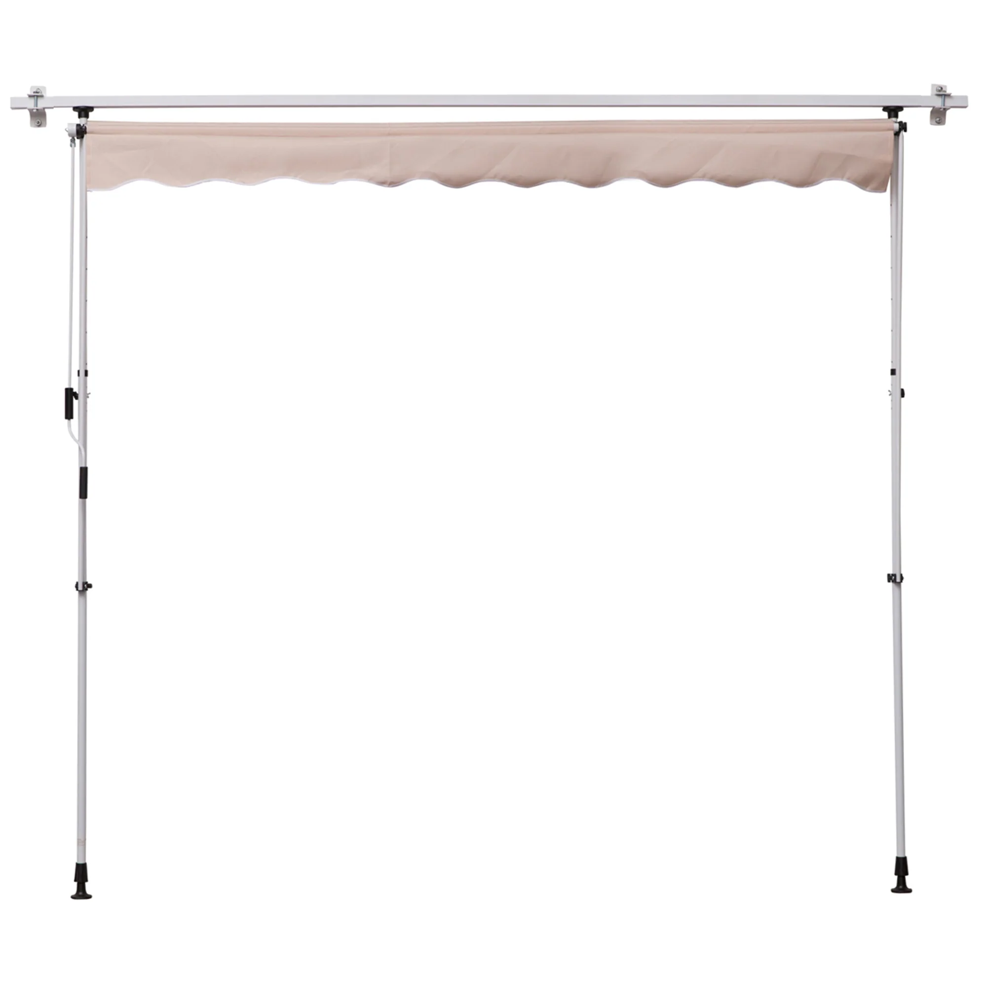 Articulated Arm Awning, Clamp, Height Adjustable 200x150cm, Cream White Aluminum - Image 7