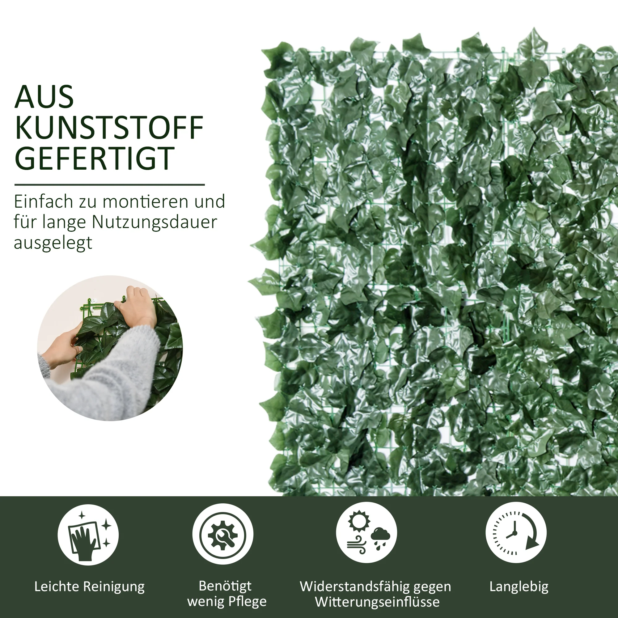 Artificial Hedge Privacy Screen 300 x 150 cm Dark Green - Image 4