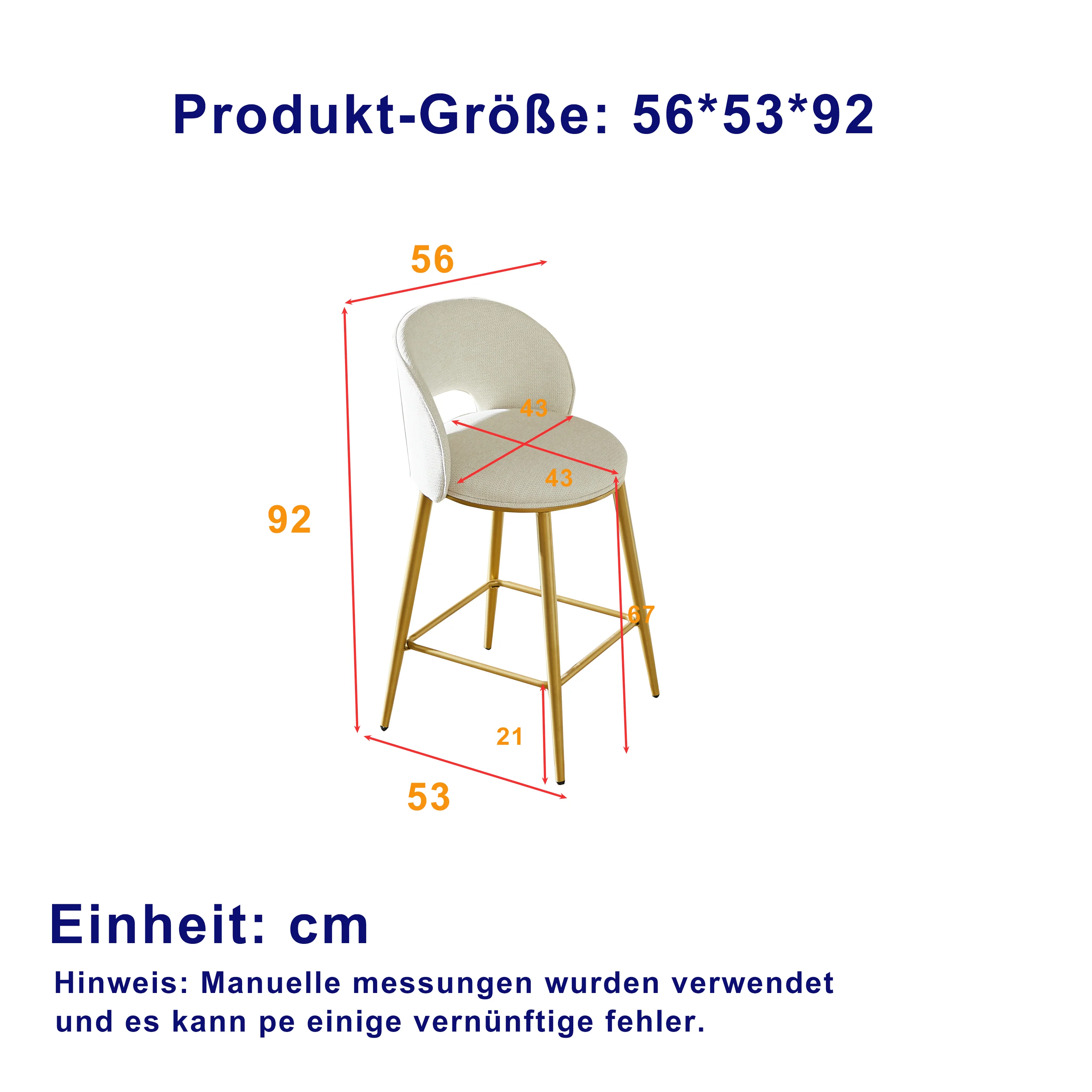 Bar Stool Modern Open Back Padded - Gold Metal Set of 2 - Image 3