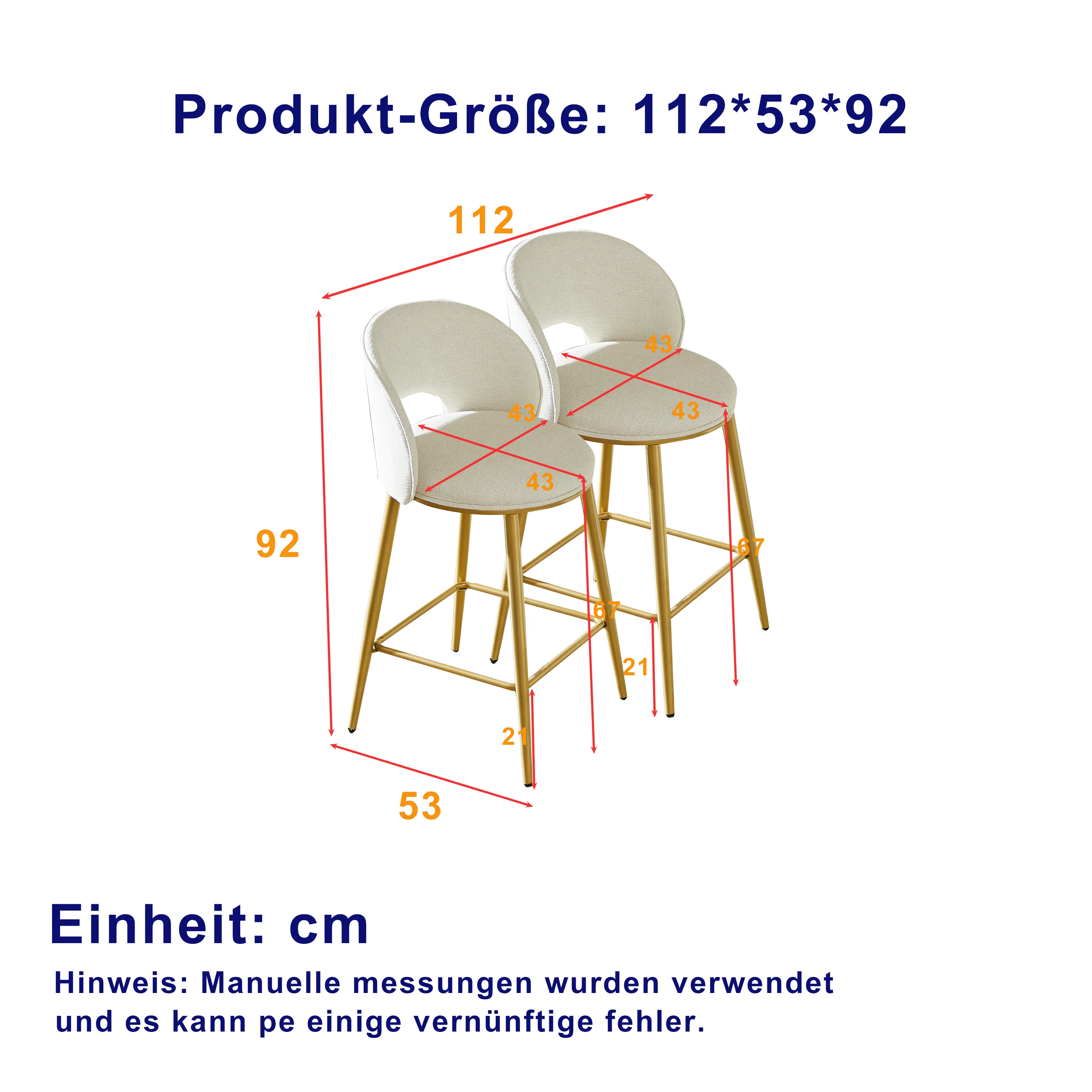 Bar Stool Modern Open Back Padded - Gold Metal Set of 2 - Image 4