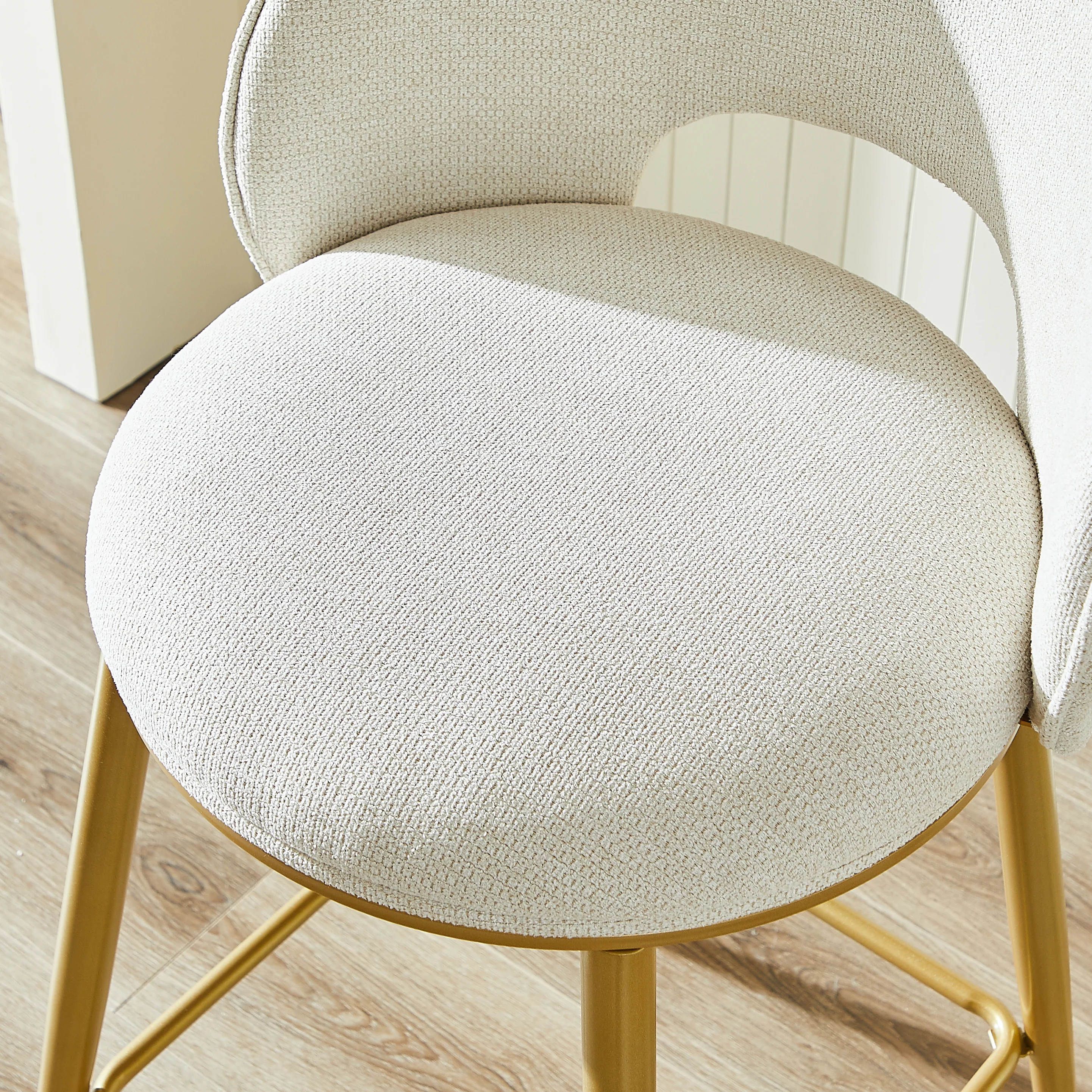 Bar Stool Modern Open Back Padded - Gold Metal Set of 2 - Image 9