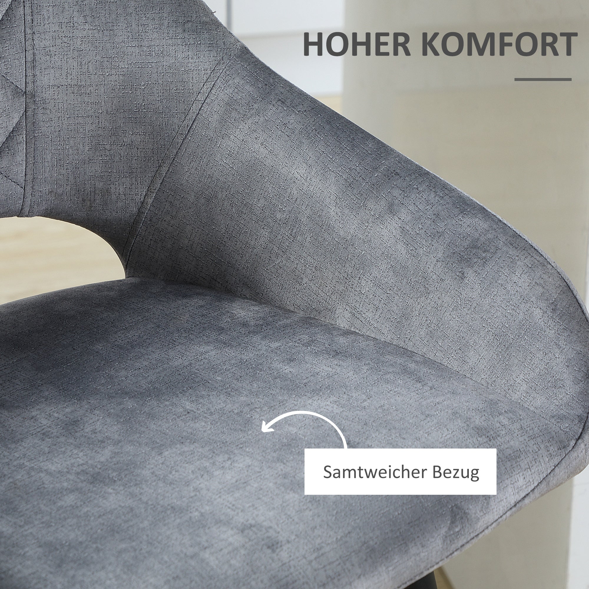 Bar Stool Set 2-Piece with Footrest, Seat Cover - Steel, Grey - Image 5
