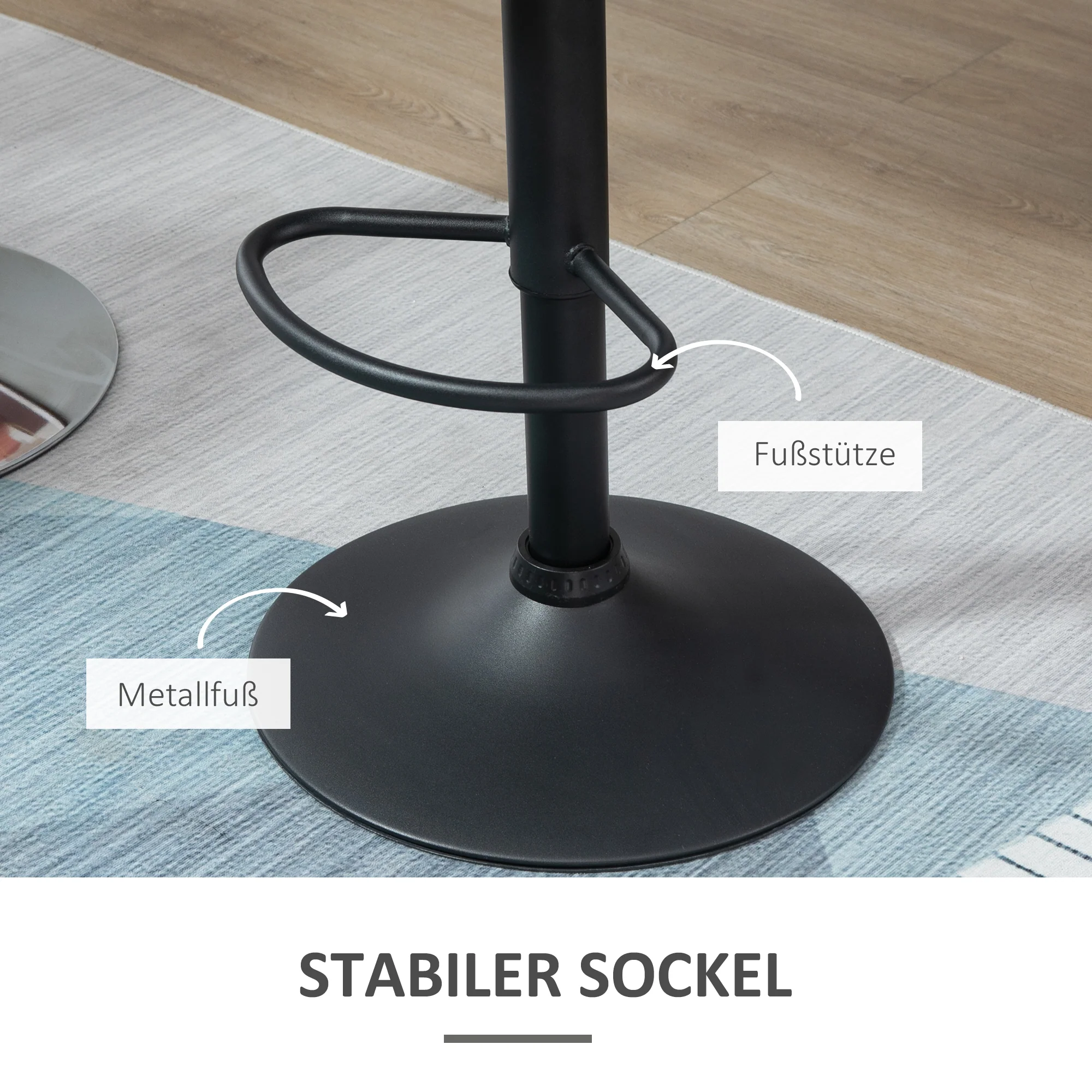 Bar Stools, Swivel Height-Adjustable with Backrest, Velvet Black - Image 5