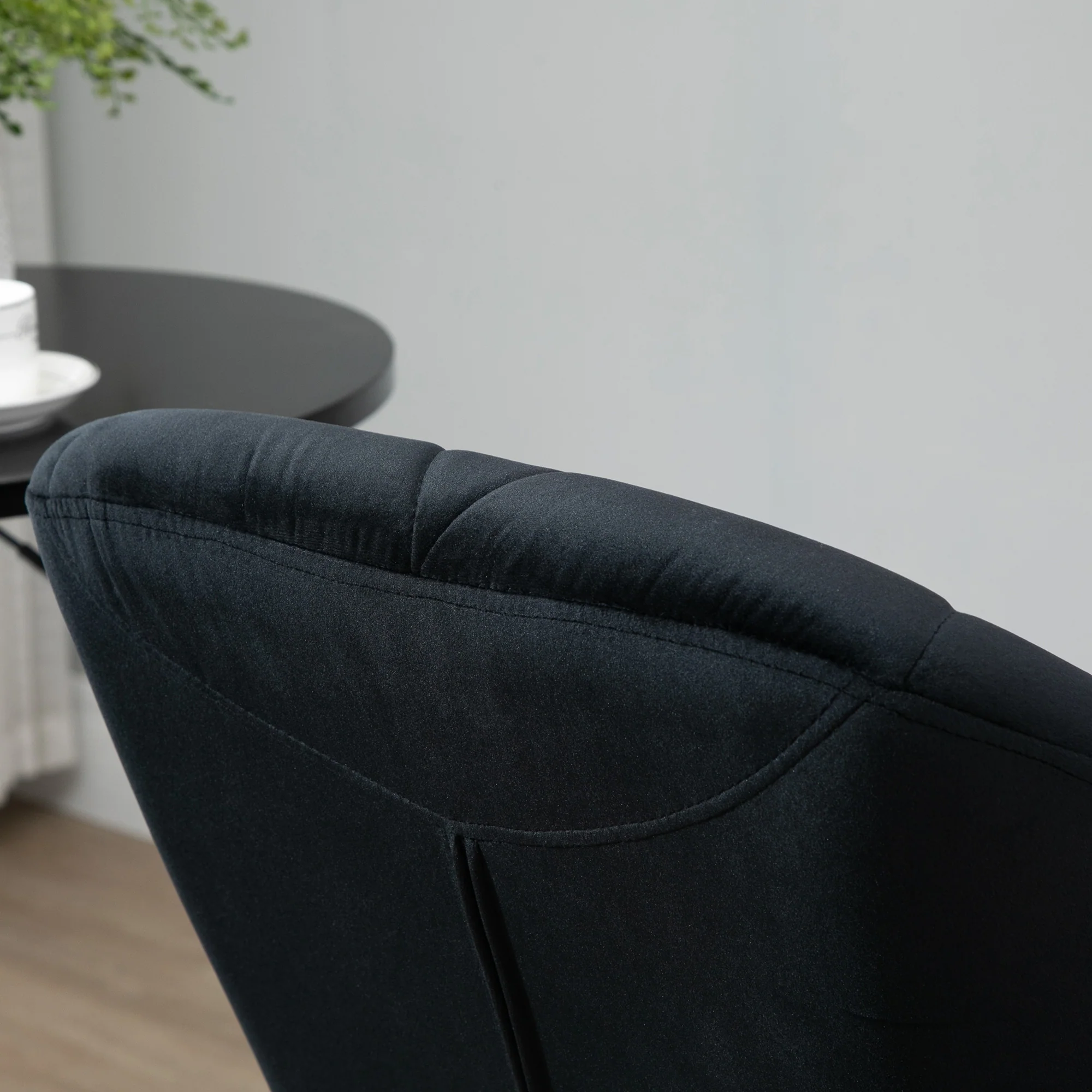 Bar Stools, Swivel Height-Adjustable with Backrest, Velvet Black - Image 8