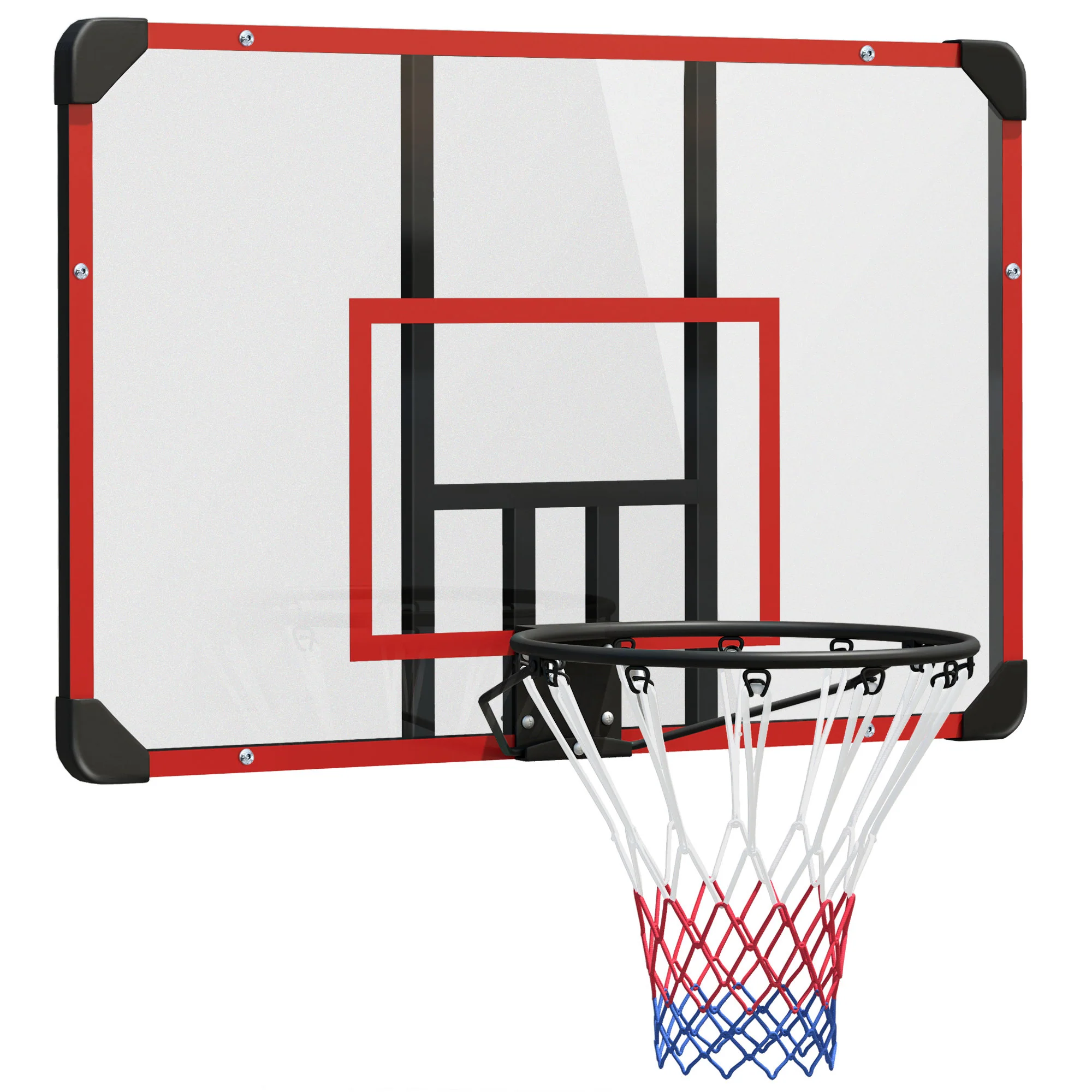Basketball Hoop, Wall-Mounted Outdoor Backboard, Steel Red - Image 2