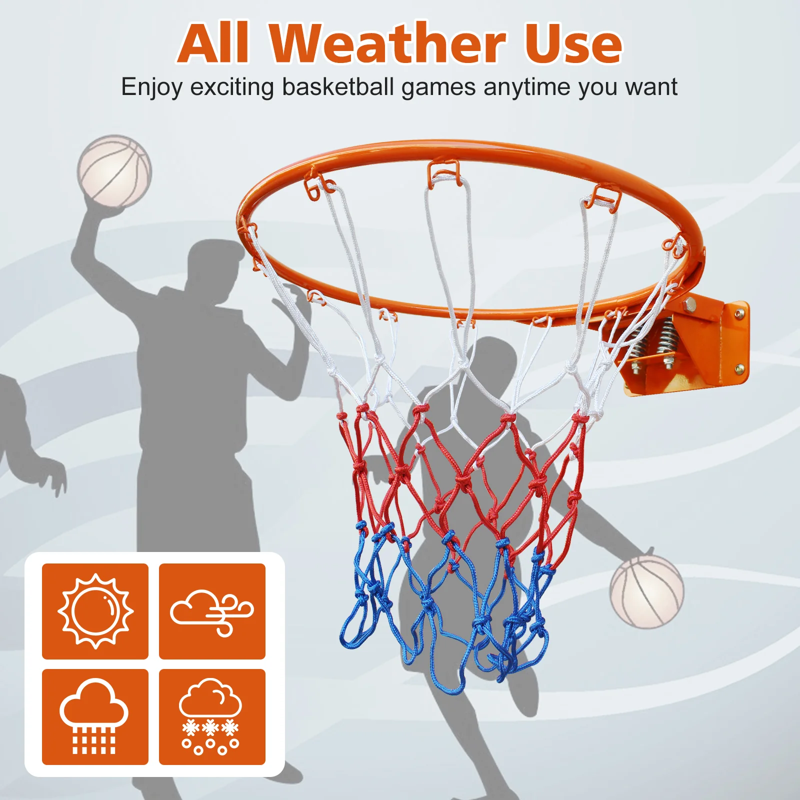 Basketball Rim Replacement, Double Spring Solid, In-Ground & Wall-Mounted Steel, Orange - Image 5