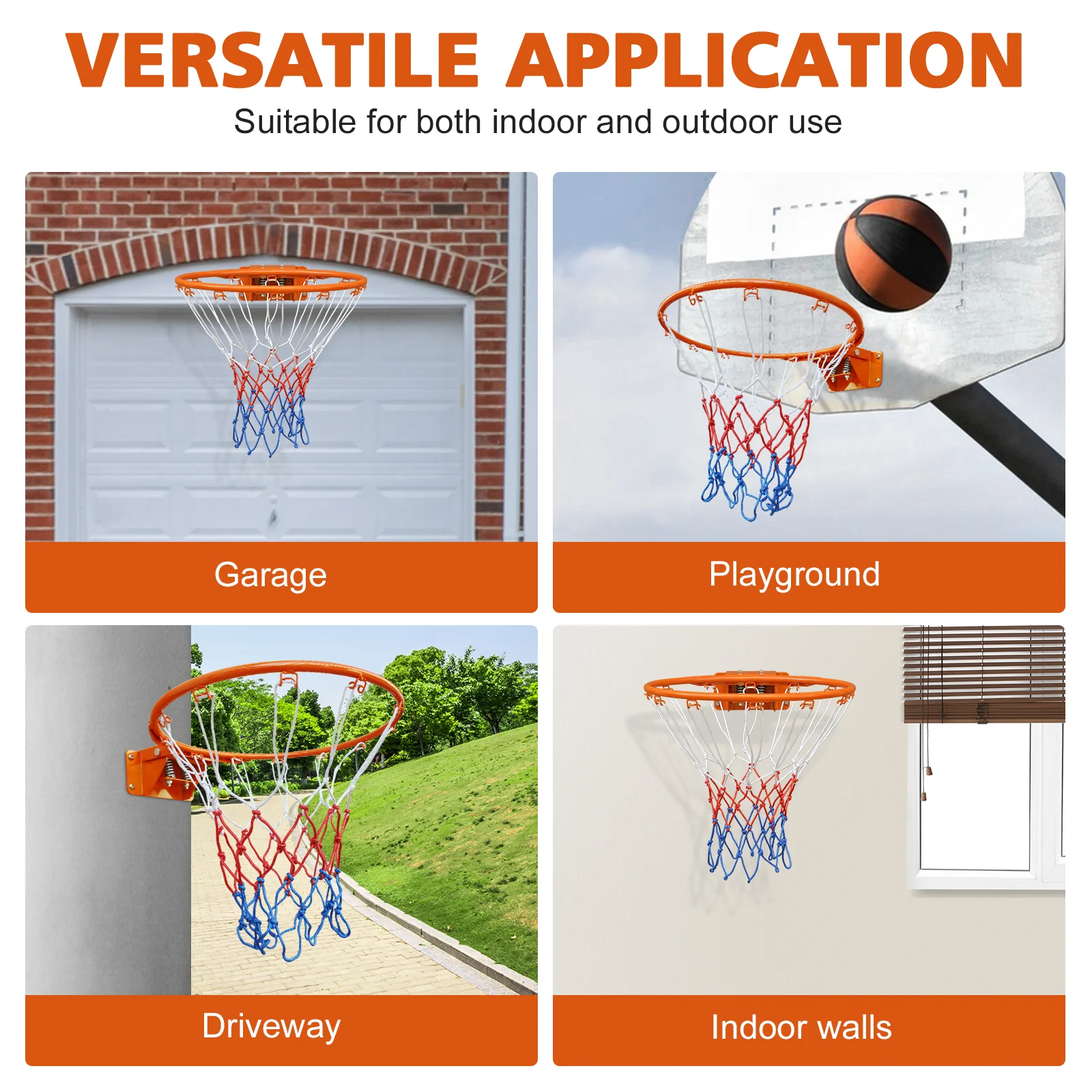 Basketball Rim Replacement, Double Spring Solid, In-Ground & Wall-Mounted Steel, Orange - Image 6