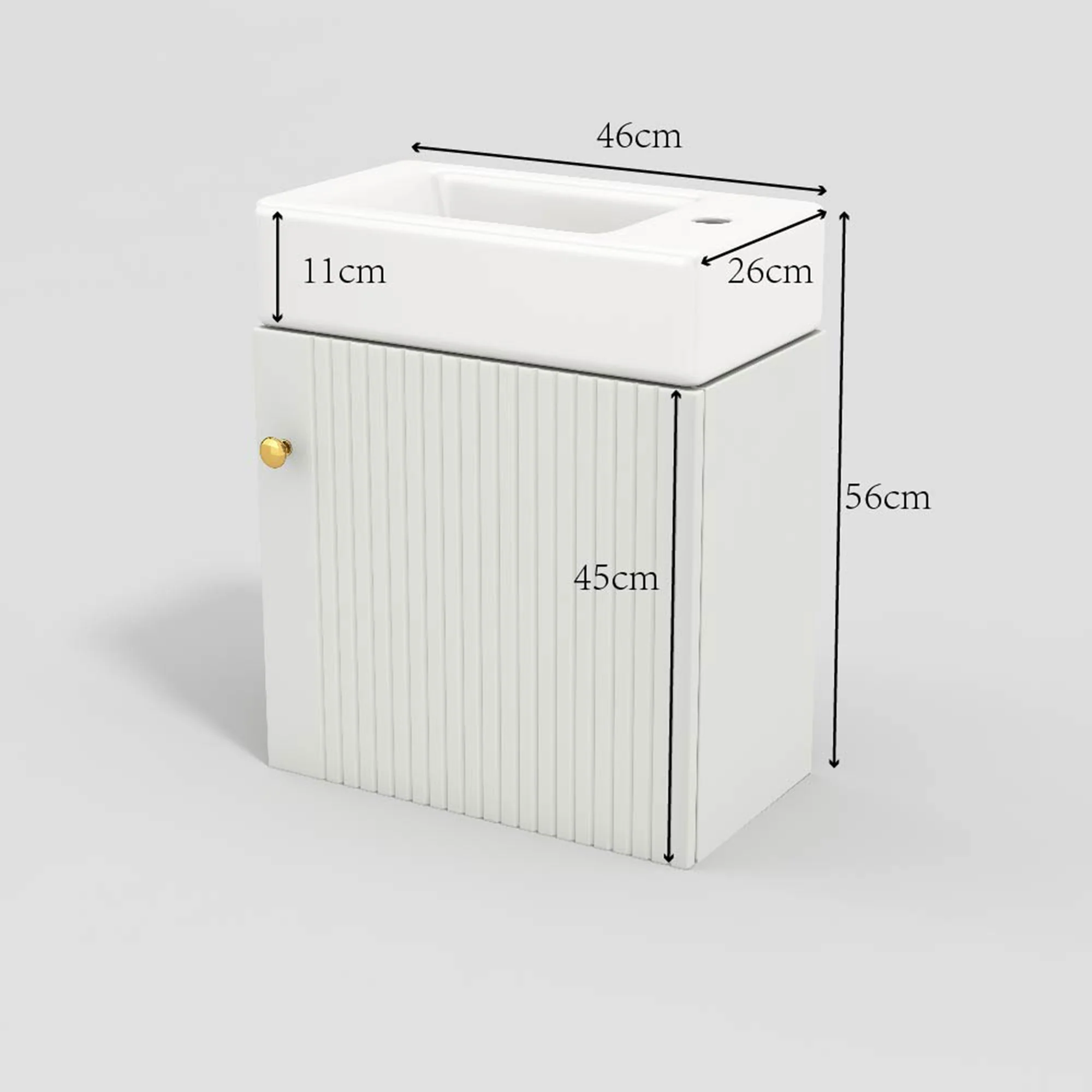 Bathroom Furniture Washbasin with 46cm Vanity Unit, Hanging, Small Guest Bathroom - Image 2
